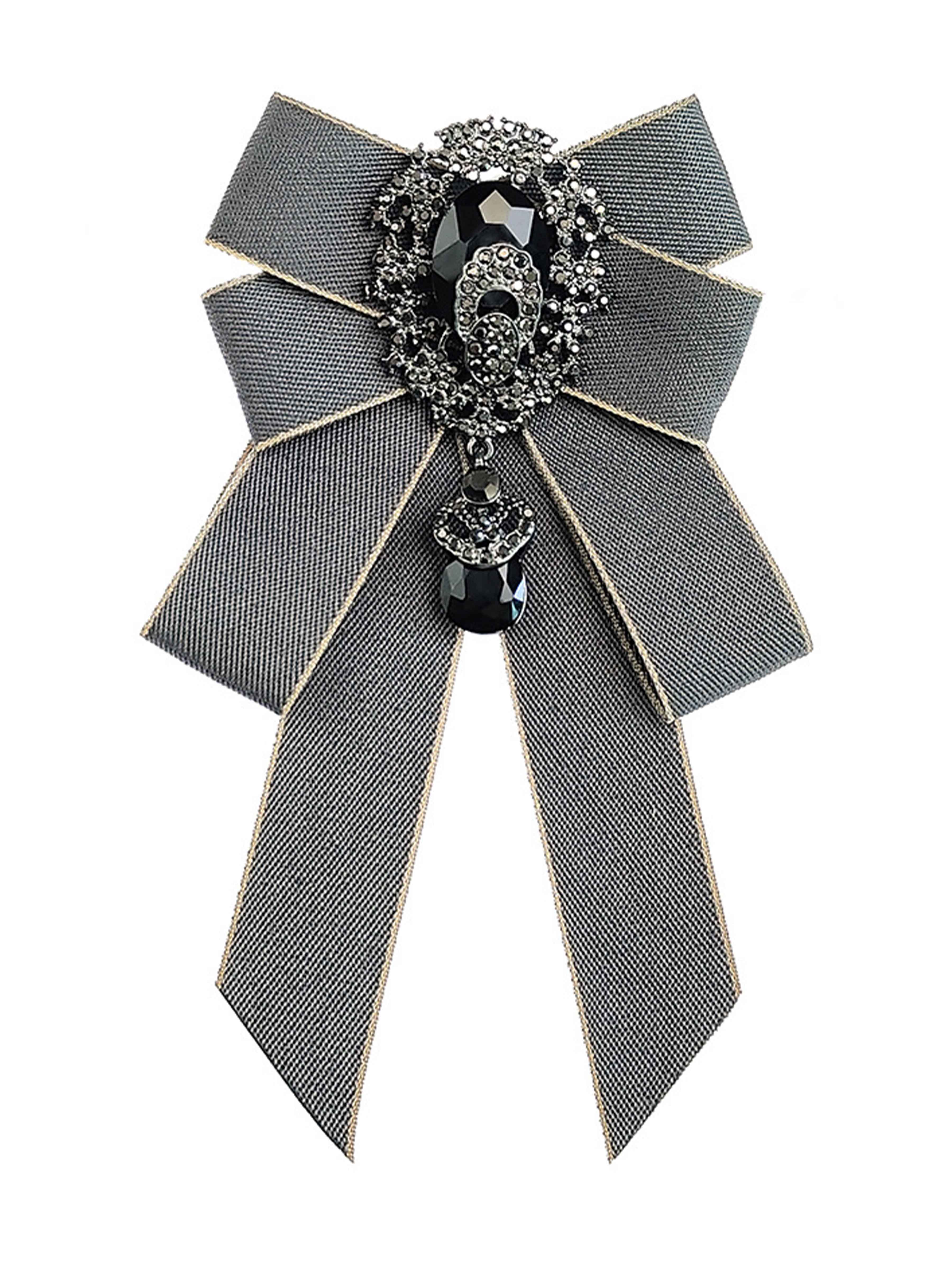 Men's Rhinestone Ribbon Bow Tie Brooch for Suits & Formal Wear