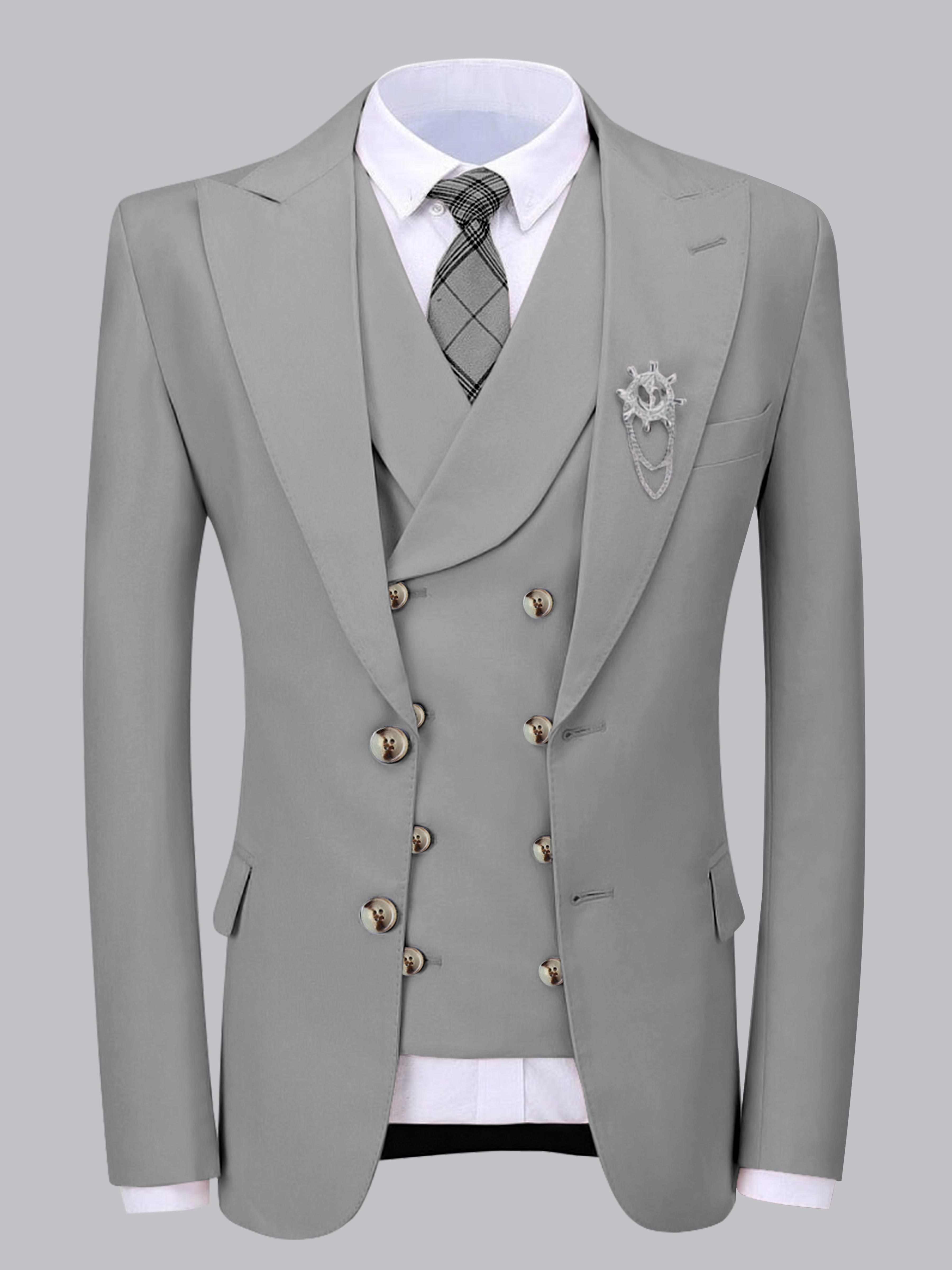 Elegant Men's Two Buttons 2 Pieces Wedding Suit Jacket & Vest