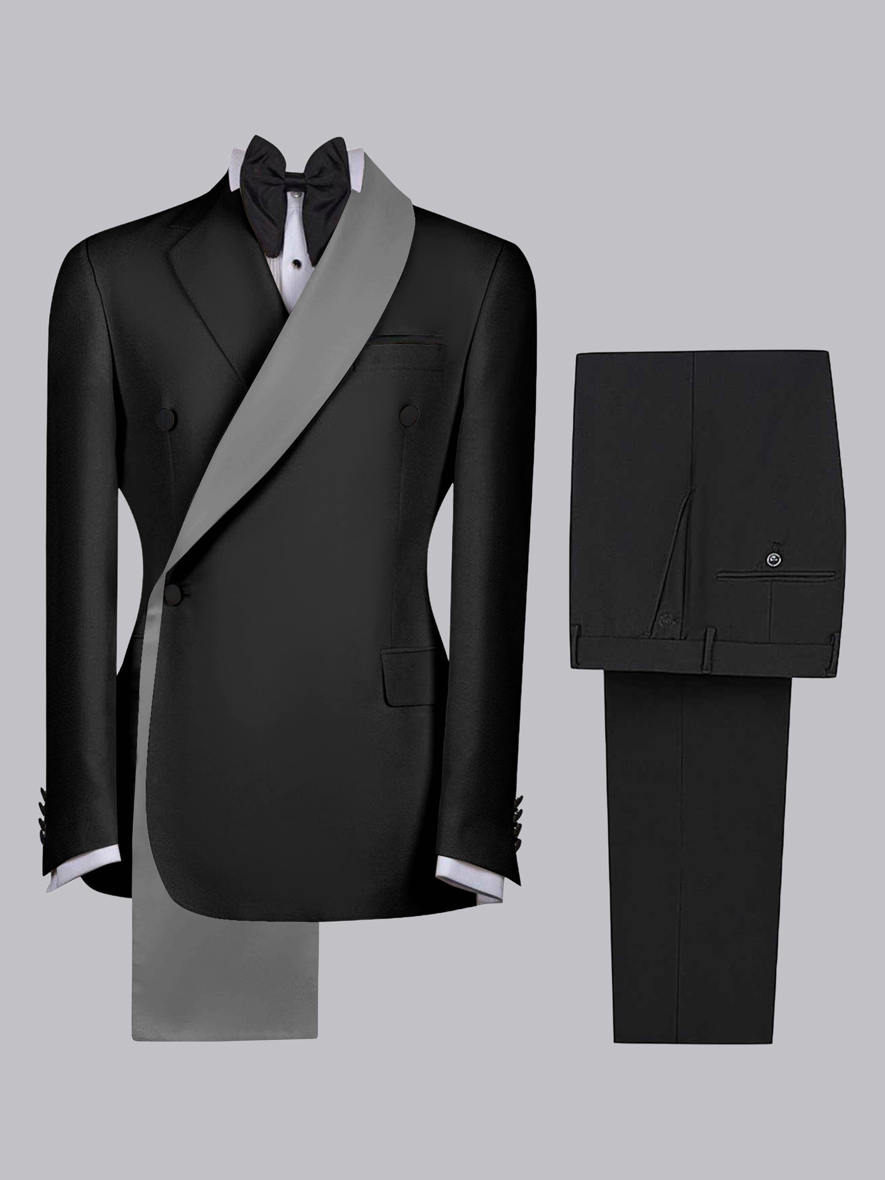 Refined Trim Detail Men's 2 Pieces Shawl Lapel Suit for Elegant Occasions