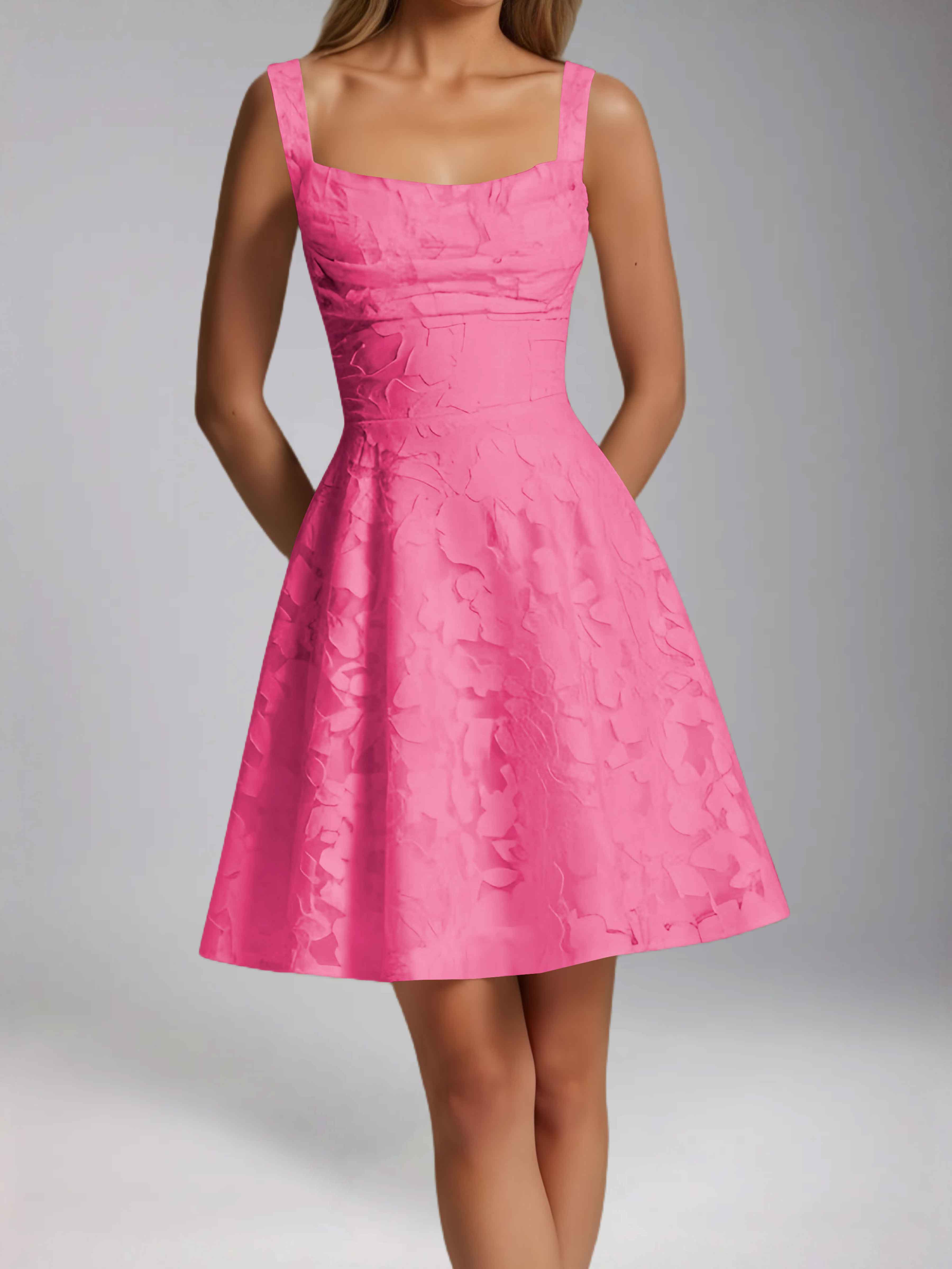 Oraelvanna Elegant Pleated A-Line Jacquard Short Party Dresses