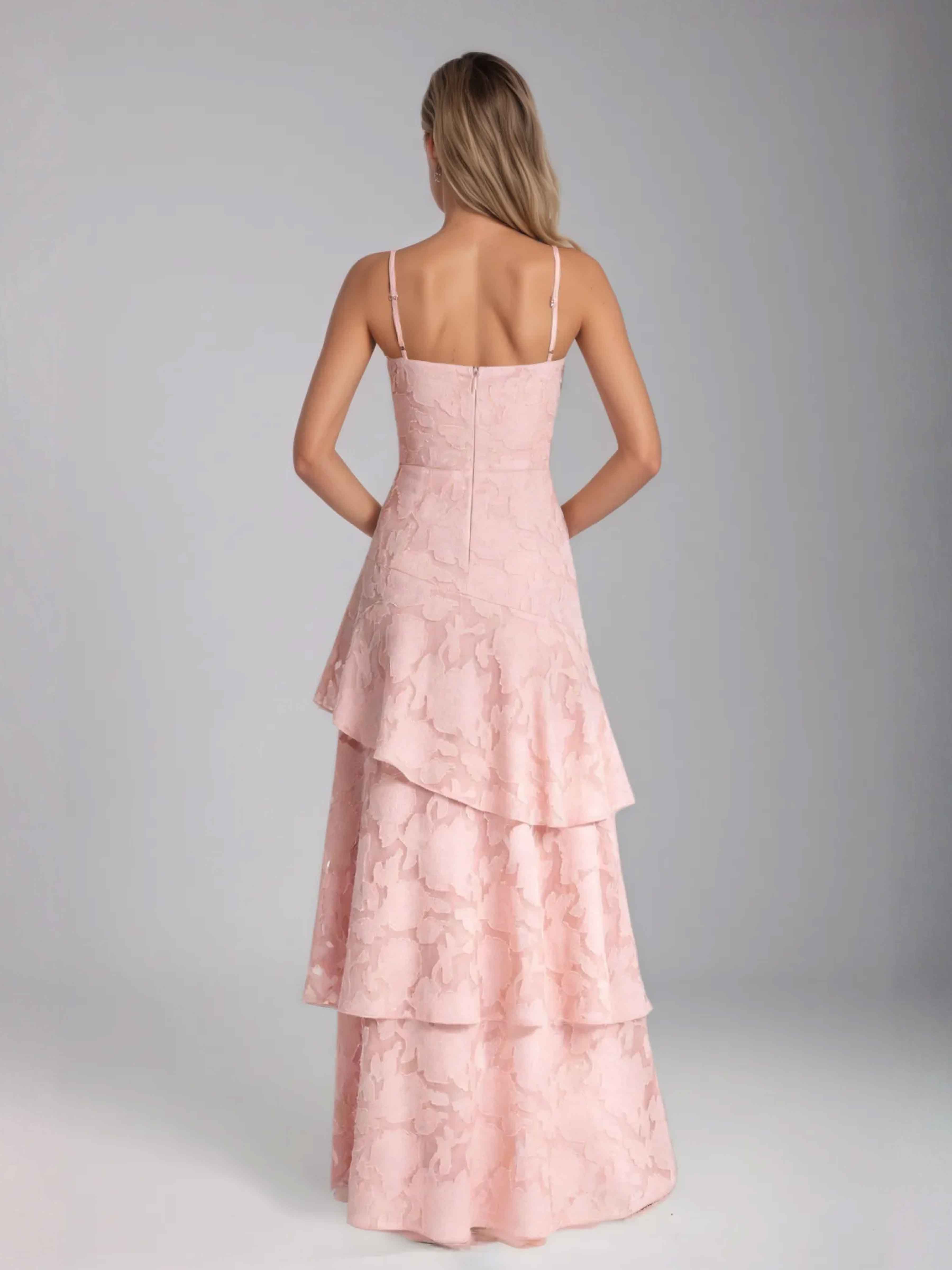 Kaelitharae Charming Spaghetti Straps Long Jacquard Party Dresses