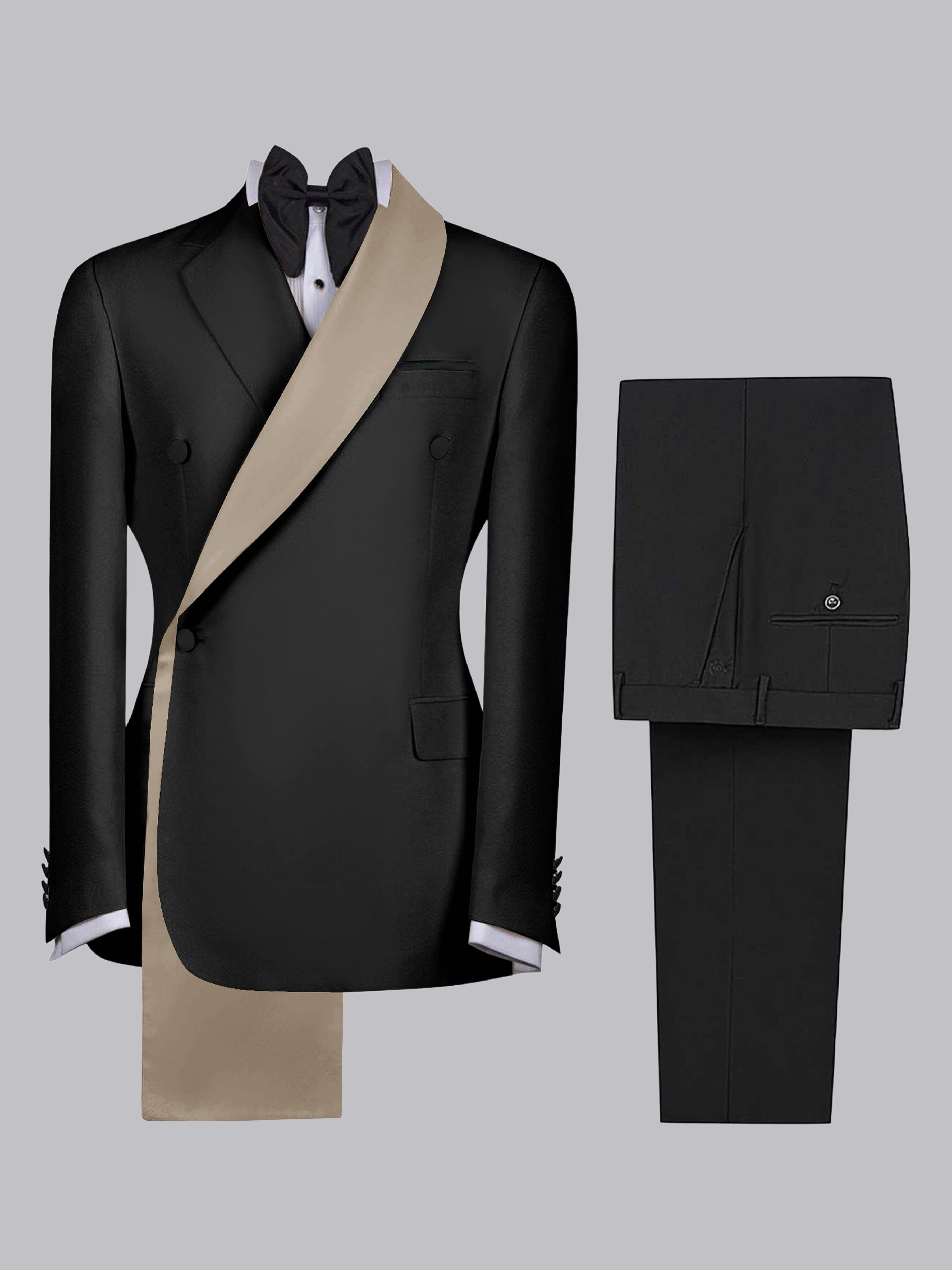 Refined Trim Detail Men's 2 Pieces Shawl Lapel Suit for Elegant Occasions