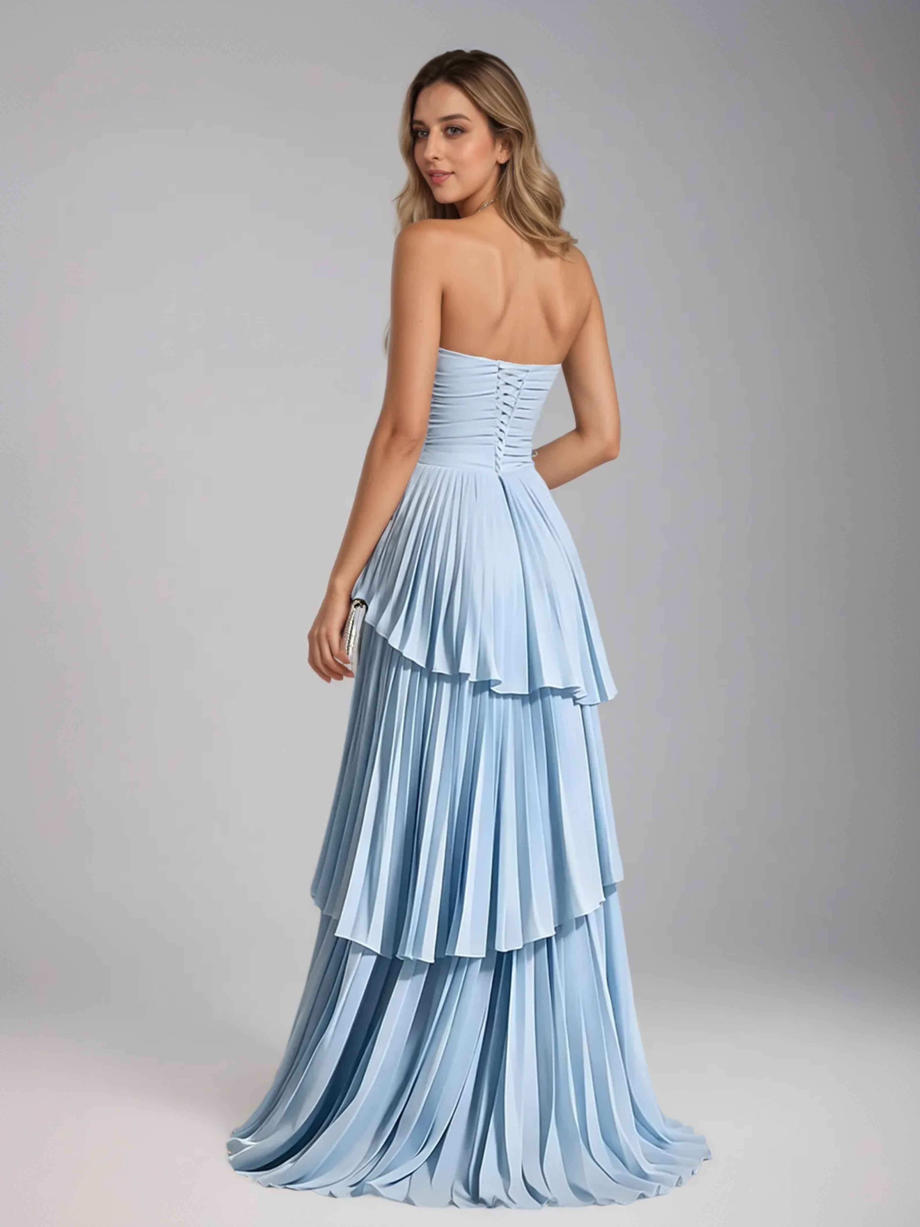 Laelitharae Chic Strapless Ruched Long Party Dresses