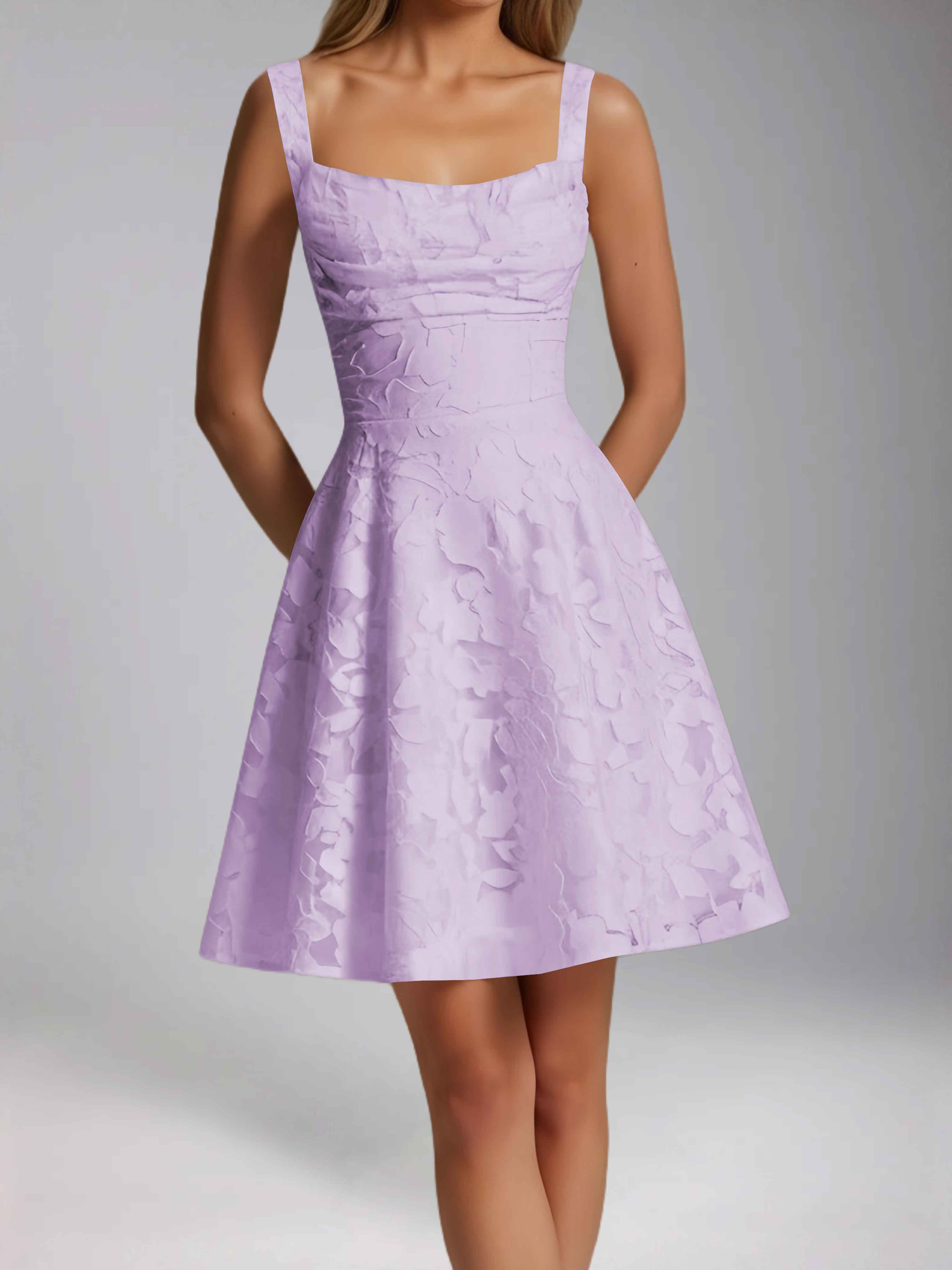 Oraelvanna Elegant Pleated A-Line Jacquard Short Party Dresses