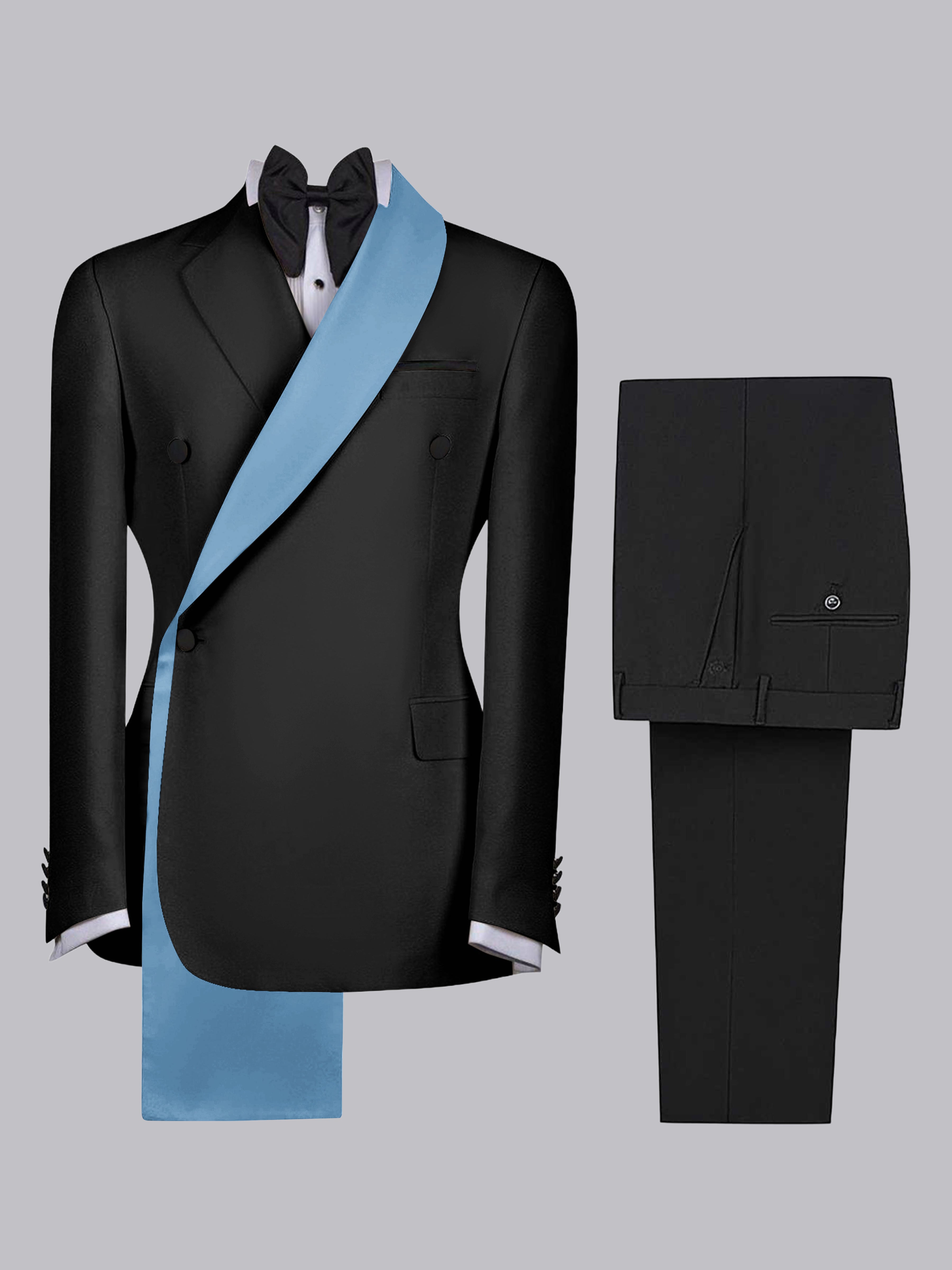 Refined Trim Detail Men's 2 Pieces Shawl Lapel Suit for Elegant Occasions