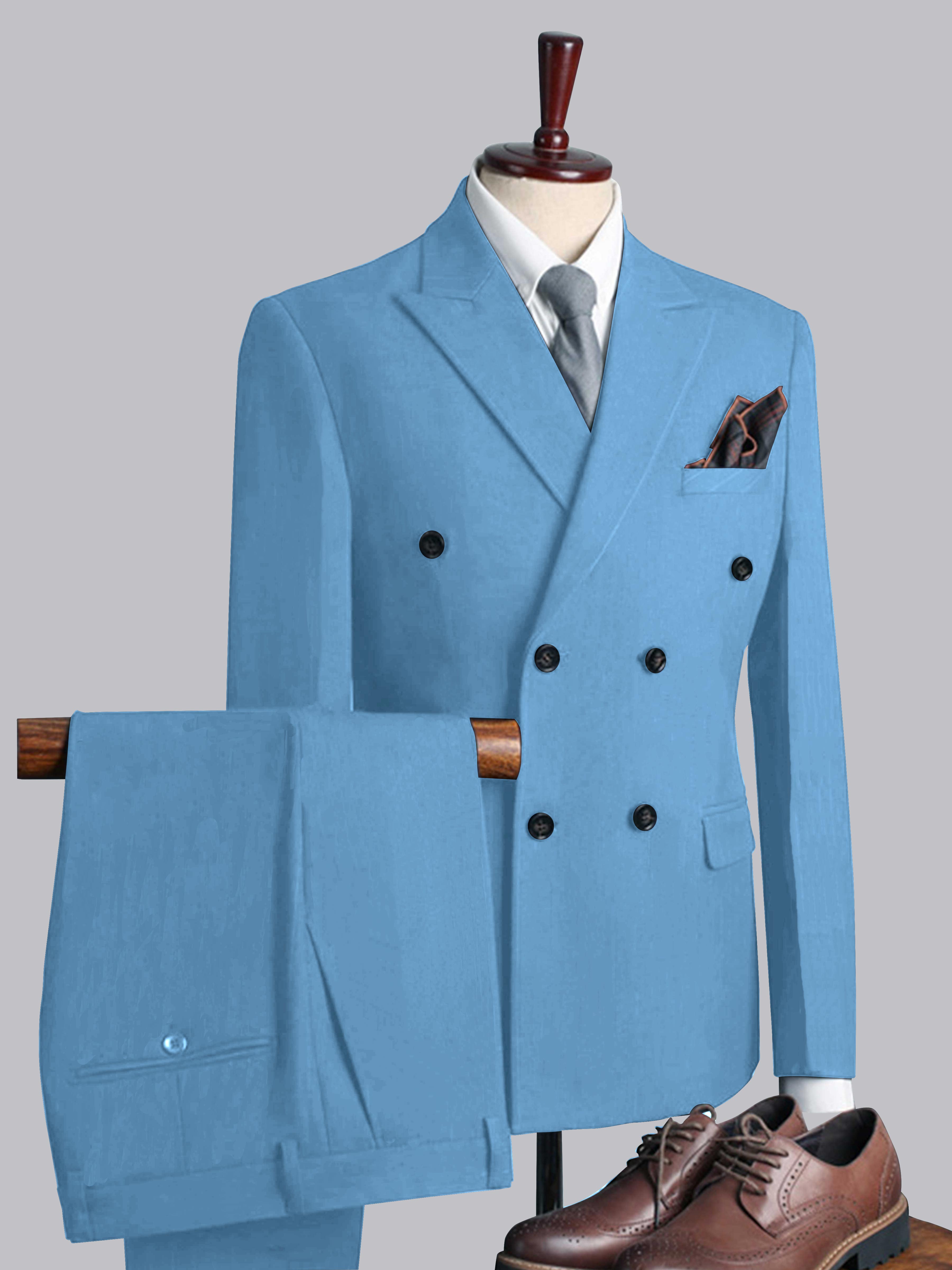 Men's Casual Double Breasted Solid Color 3 Pieces Wedding Suits