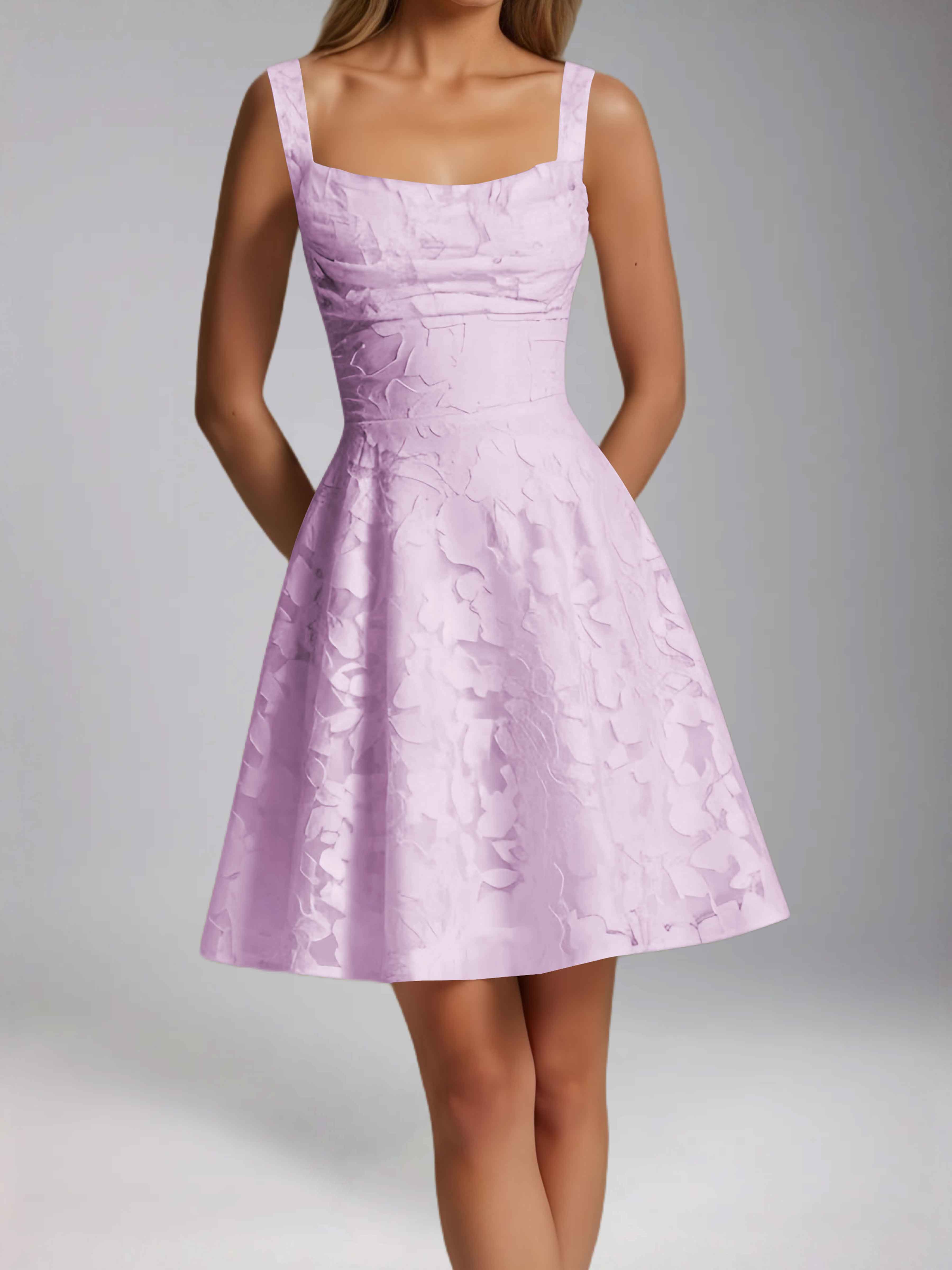 Oraelvanna Elegant Pleated A-Line Jacquard Short Party Dresses