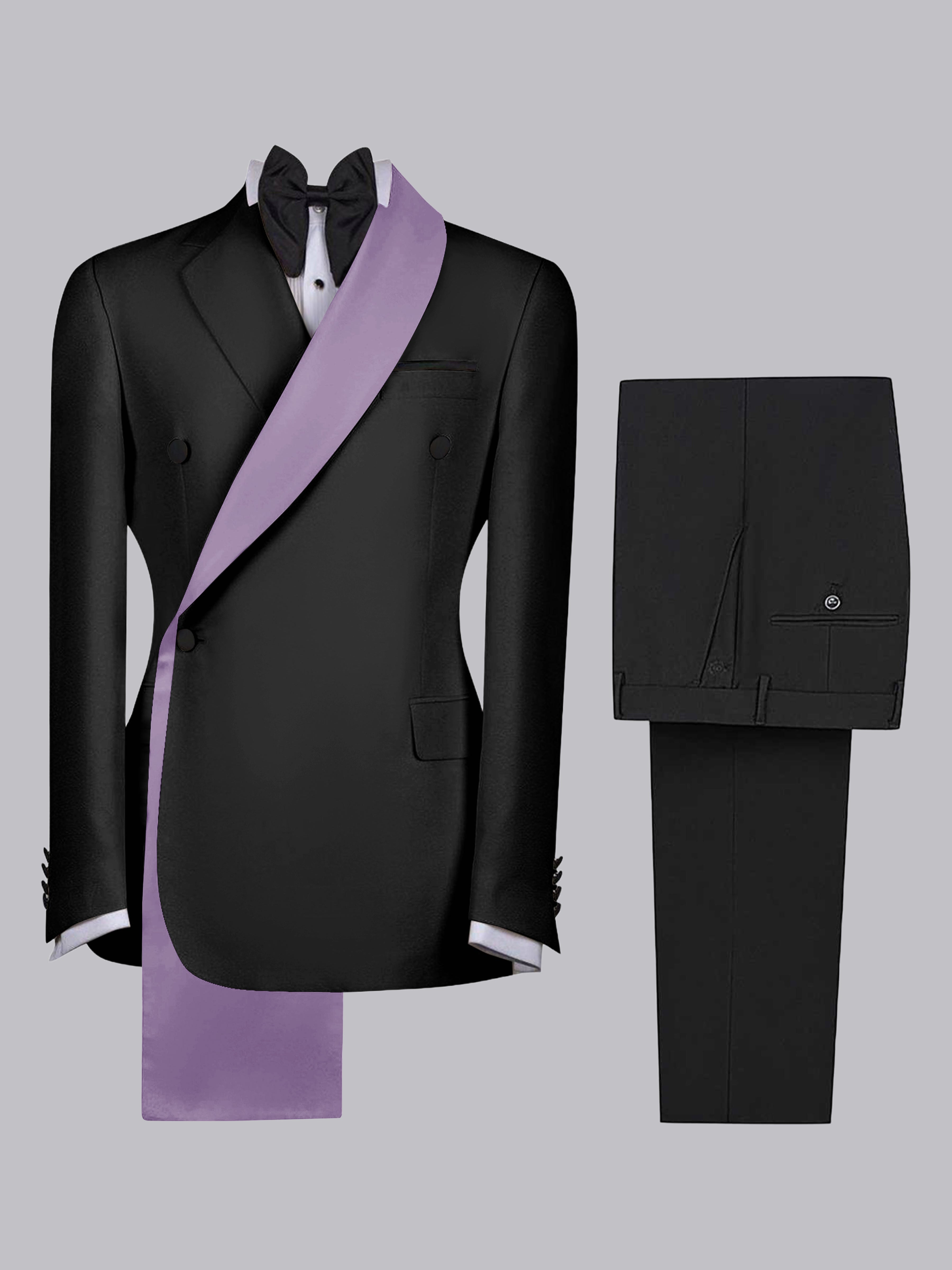 Refined Trim Detail Men's 2 Pieces Shawl Lapel Suit for Elegant Occasions