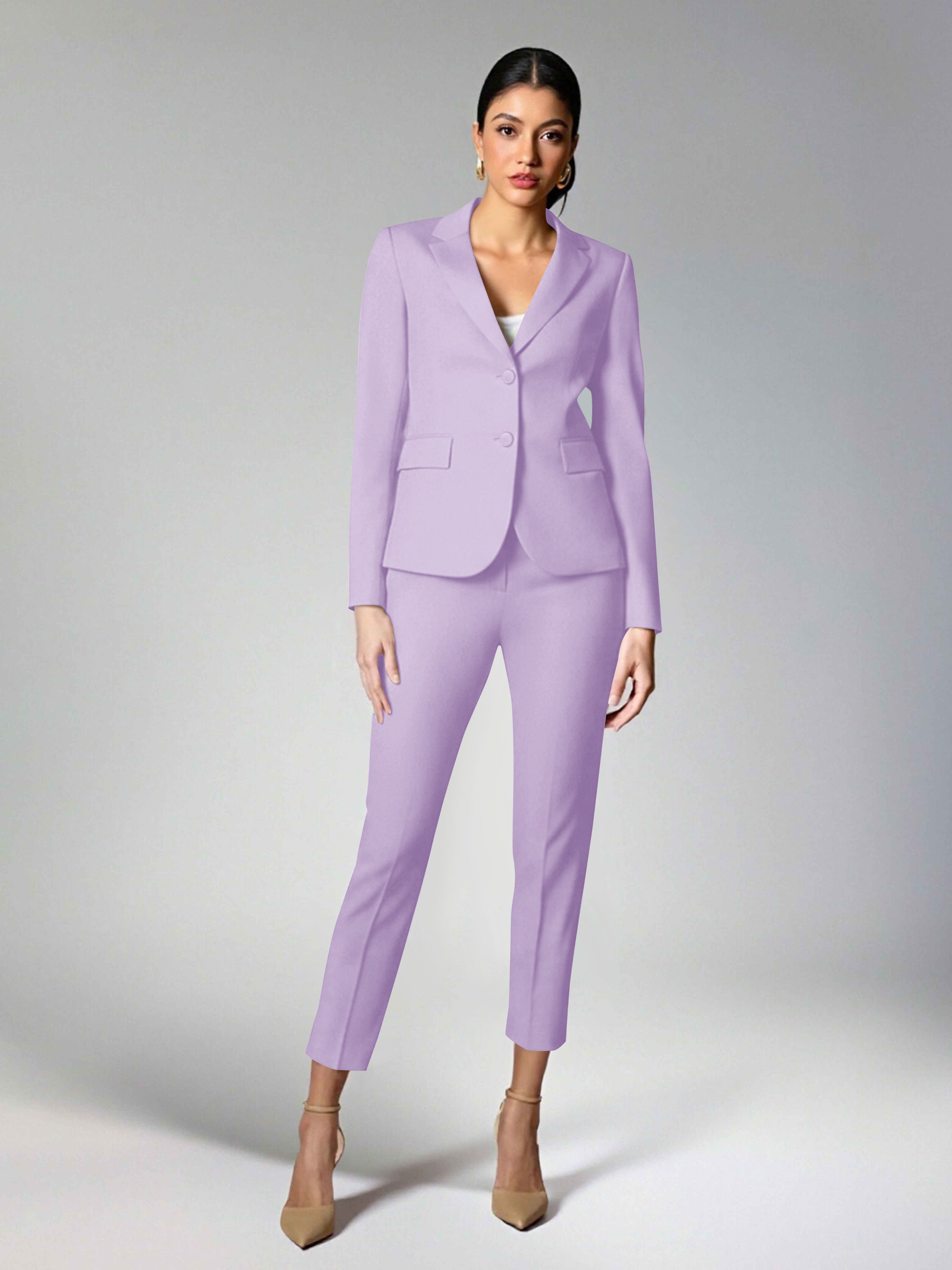 Subtle Women's 2 Pieces Notch Lapel Two Buttons Suit For Guest