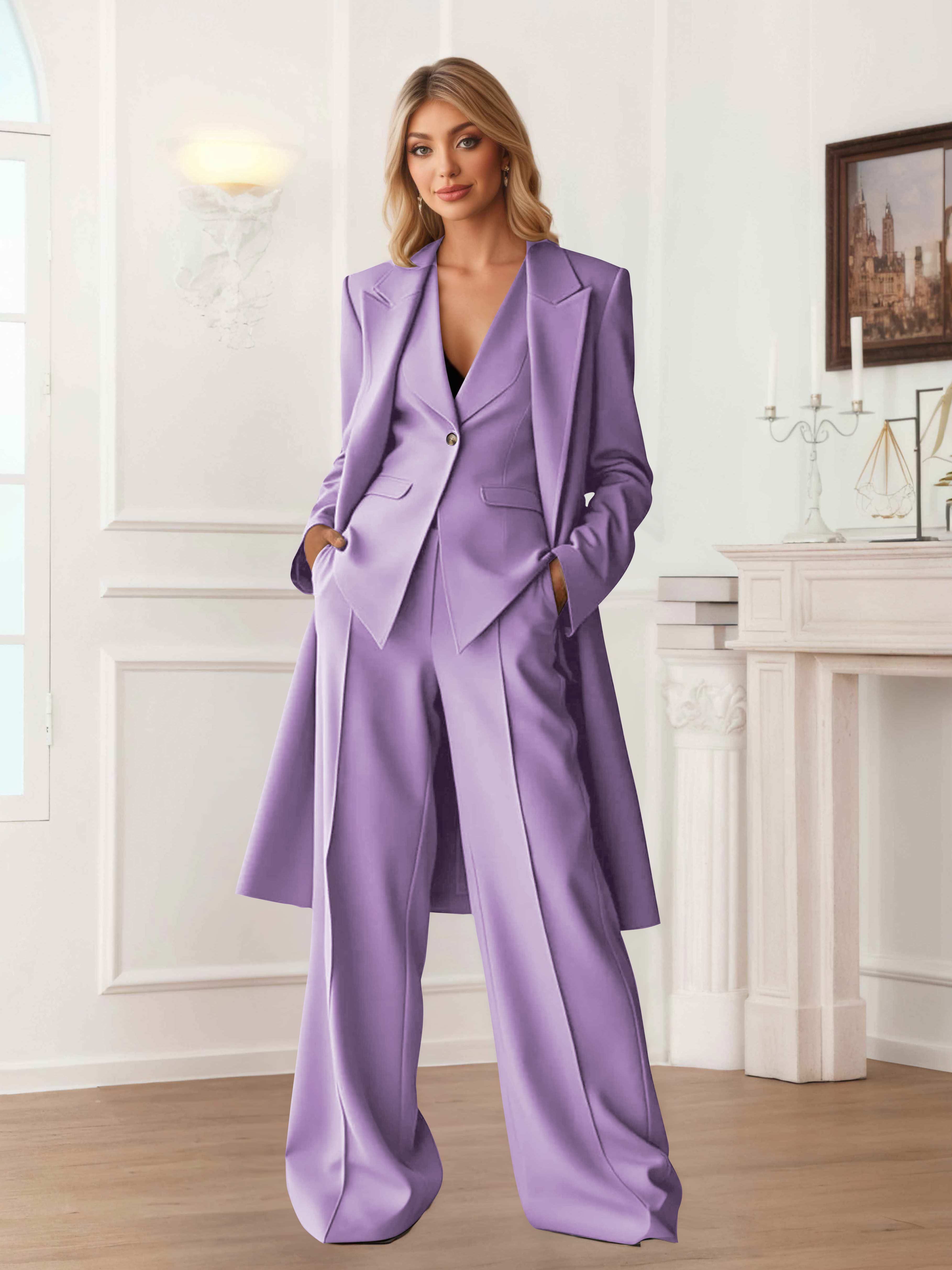 Elegant Women's 3 Pieces Casual Blazer and Pants Set