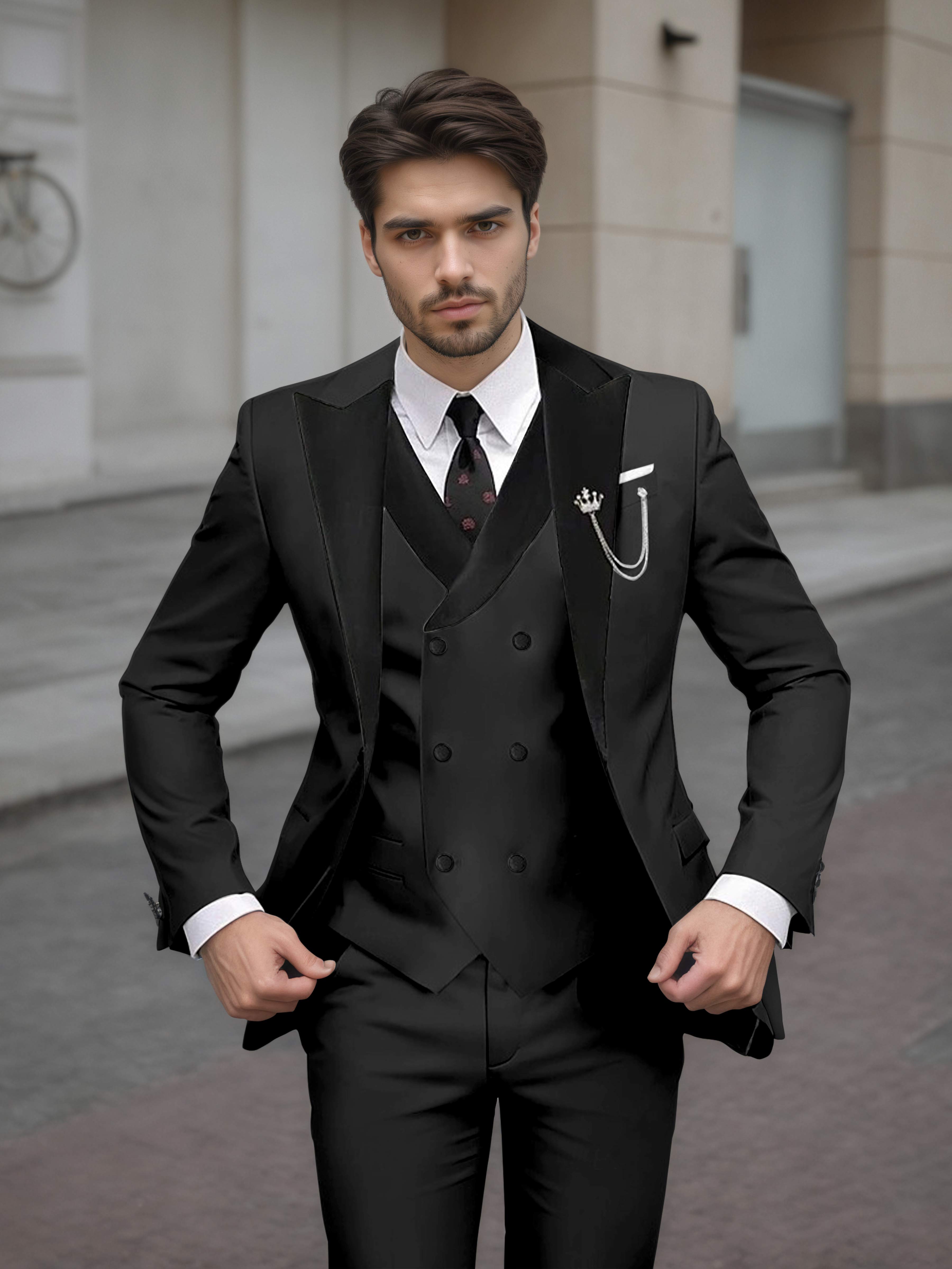 Luxurious Men's Tailored Slim Fit 3 Pieces Event Suits