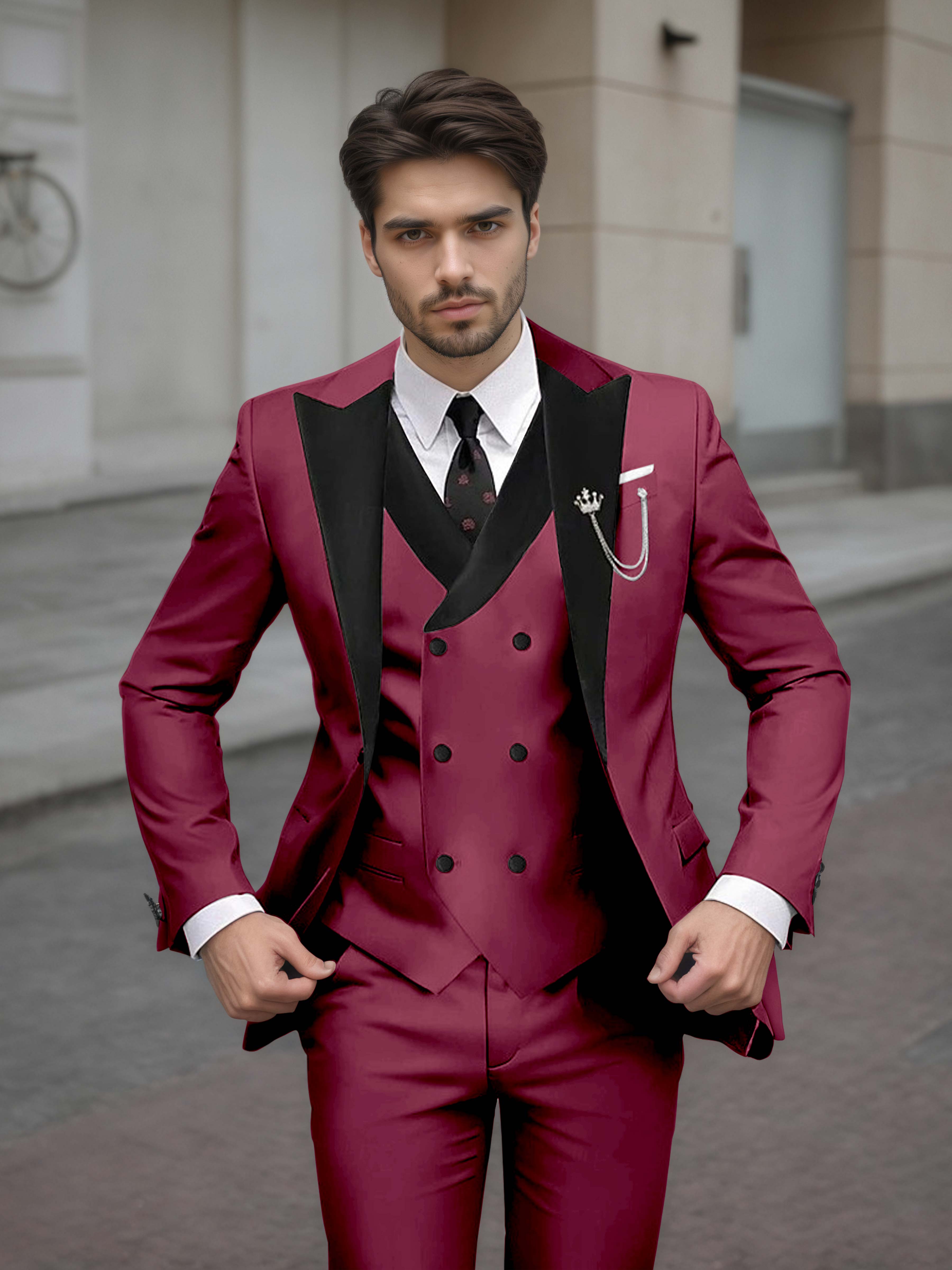 Luxurious Men's Tailored Slim Fit 3 Pieces Event Suits