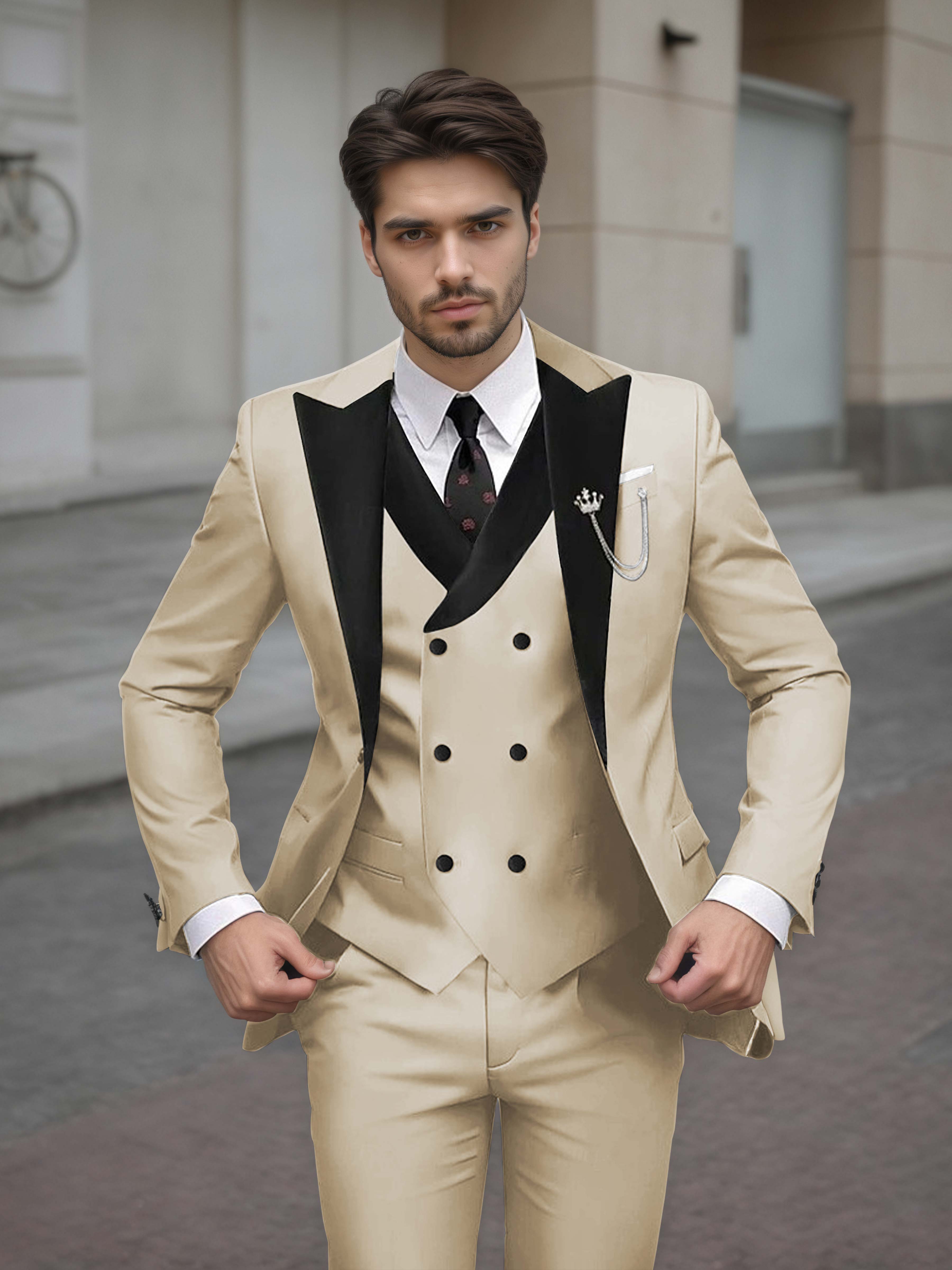 Luxurious Men's Tailored Slim Fit 3 Pieces Event Suits