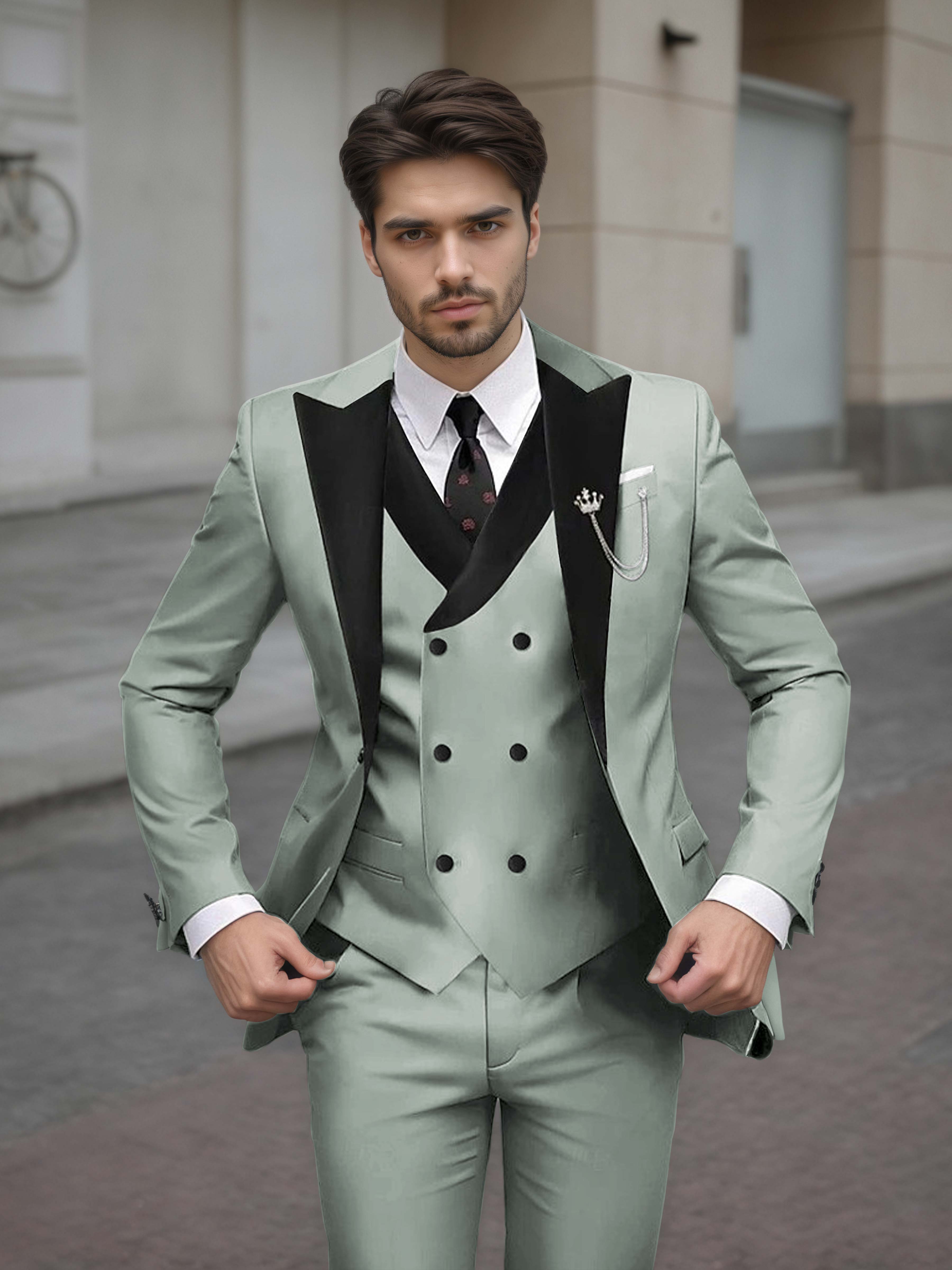 Luxurious Men's Tailored Slim Fit 3 Pieces Event Suits