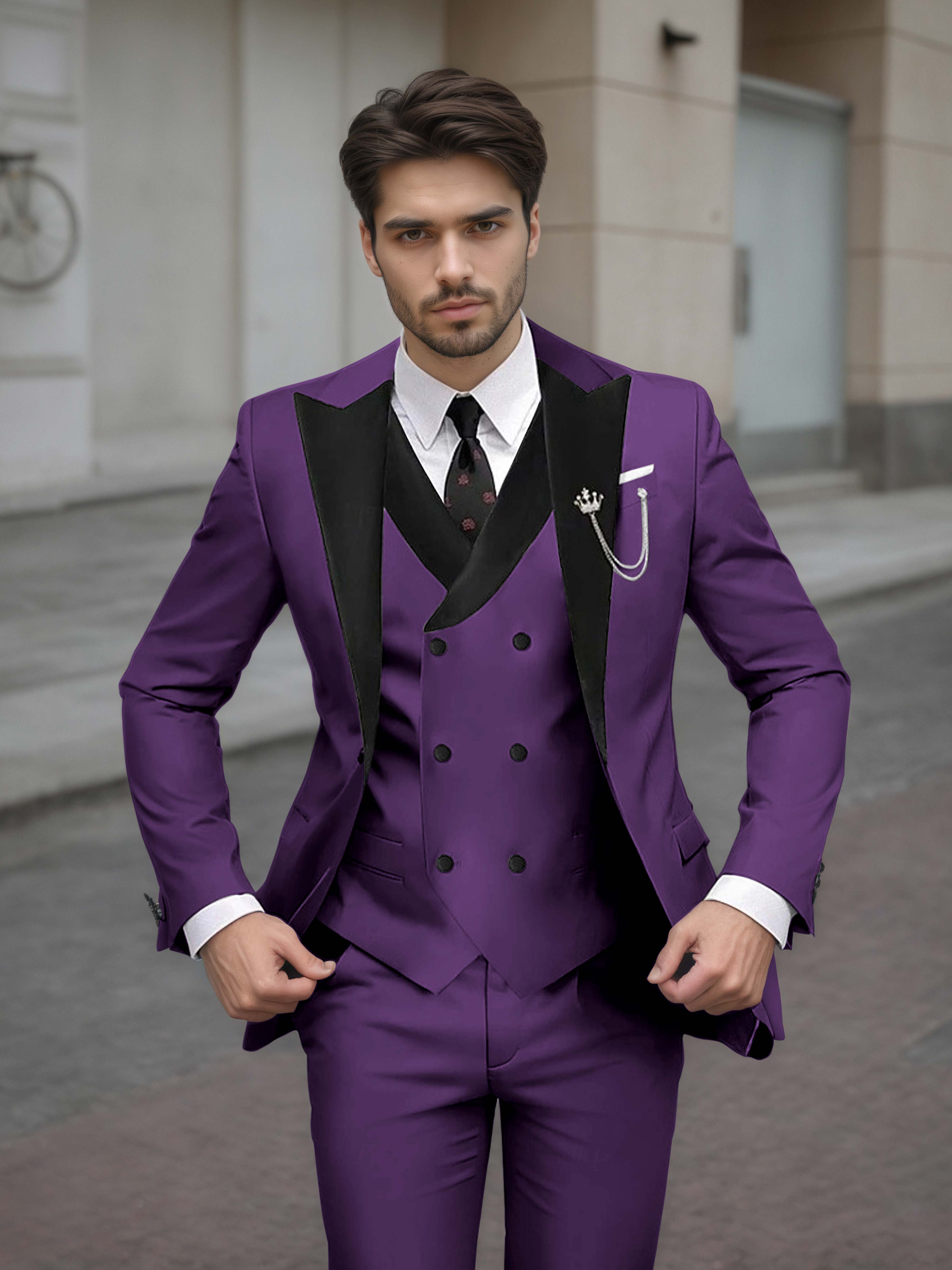 Luxurious Men's Tailored Slim Fit 3 Pieces Event Suits