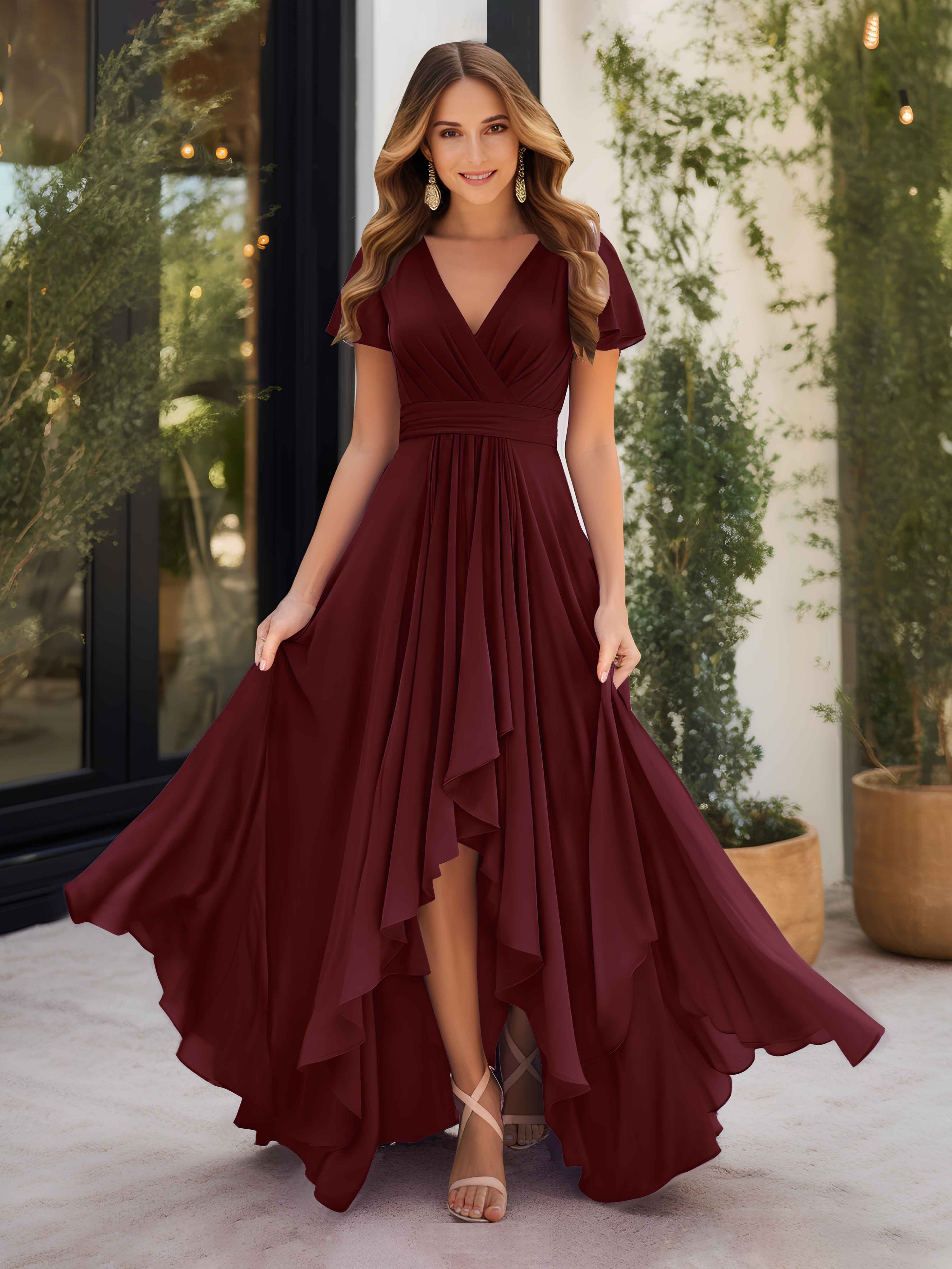 Red Chiffon Bridesmaid Dress outlet