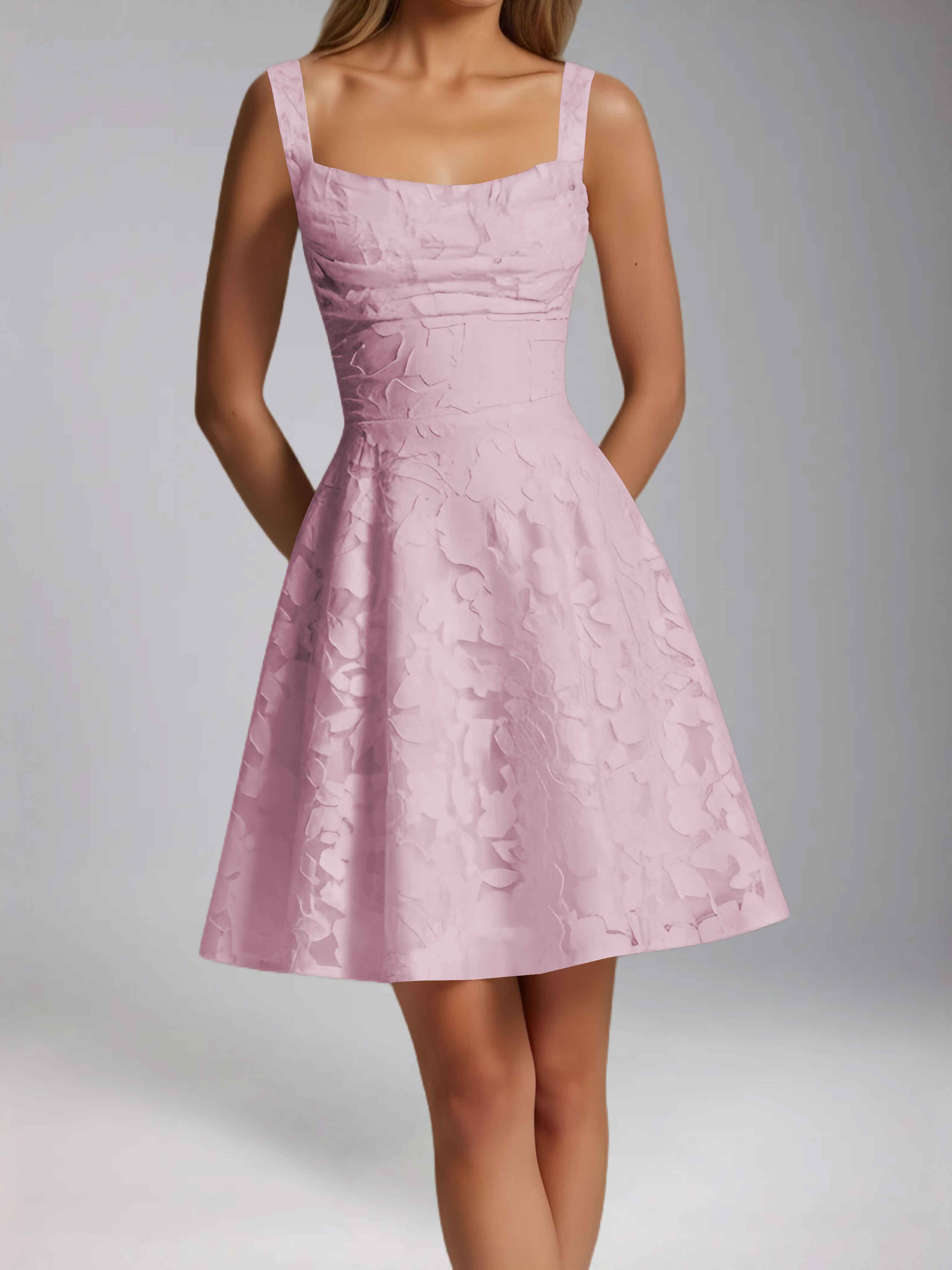 Oraelvanna Elegant Pleated A-Line Jacquard Short Party Dresses