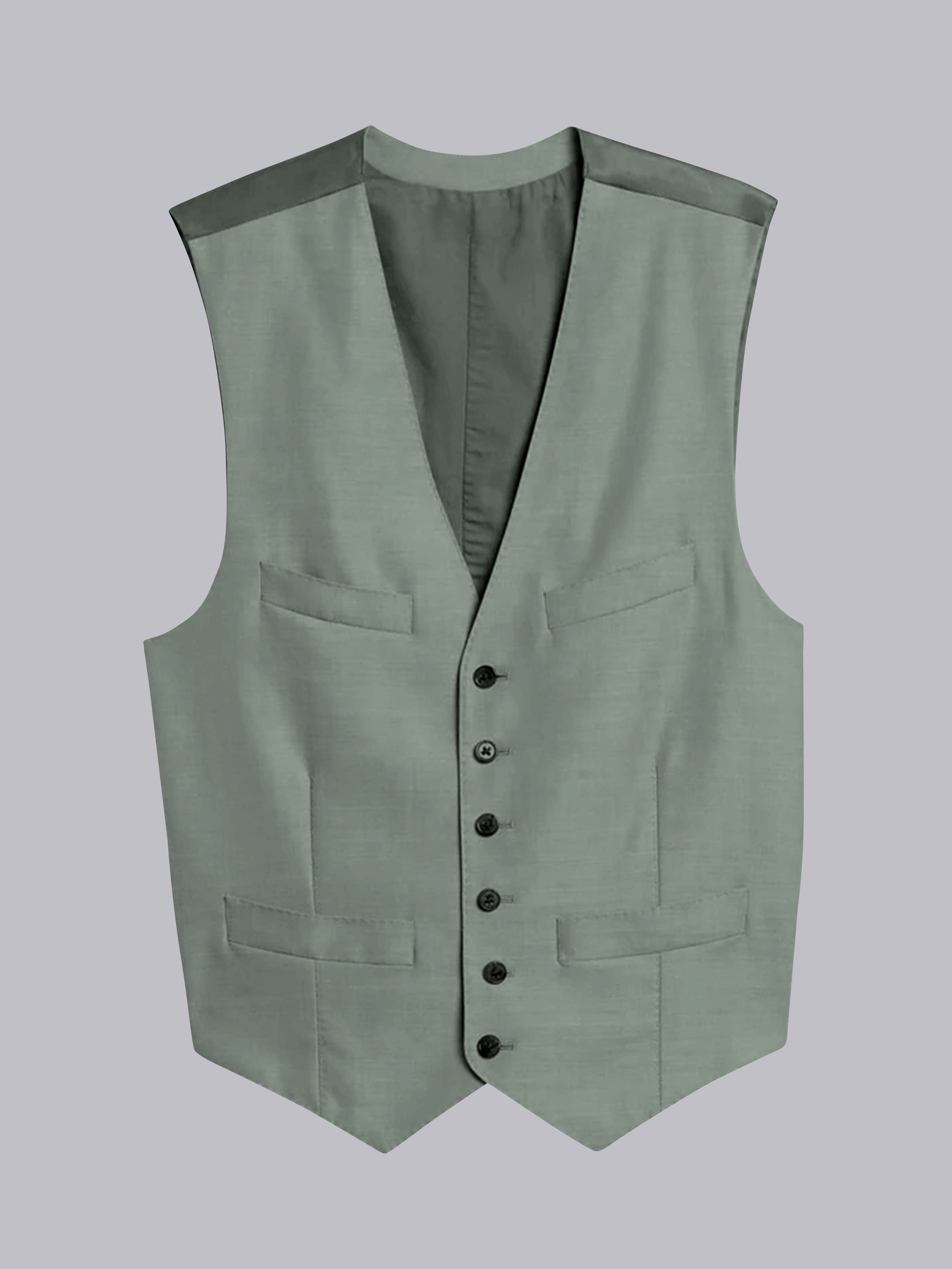 Men's Casual V-Neck Solid Single Six-buttons Vest