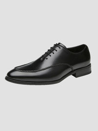 Men’s Polished Black Braided-Trim Oxford Shoes