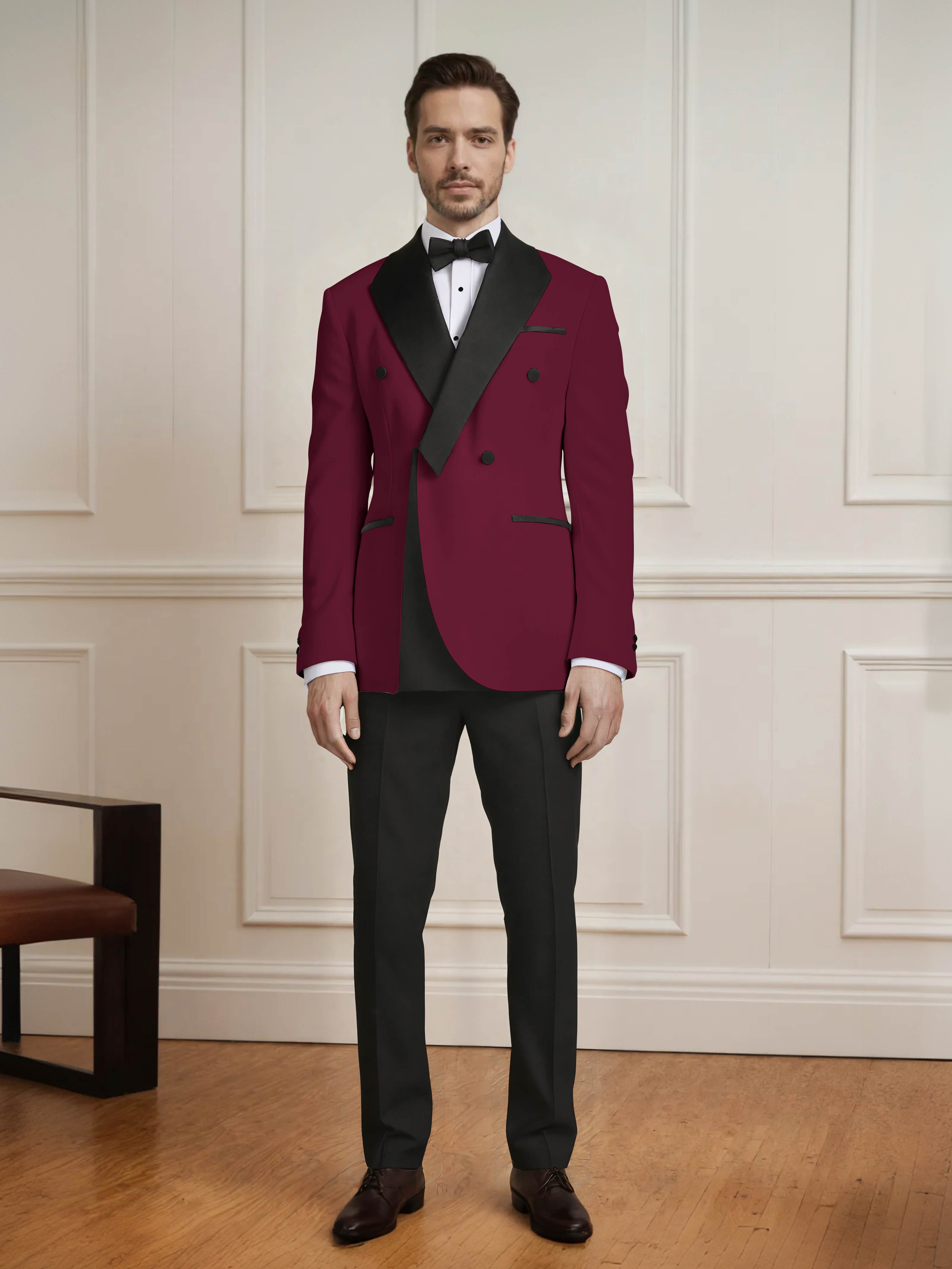 Men's Architectural Color Block 2 Pieces Notch Lapel Wedding Suit