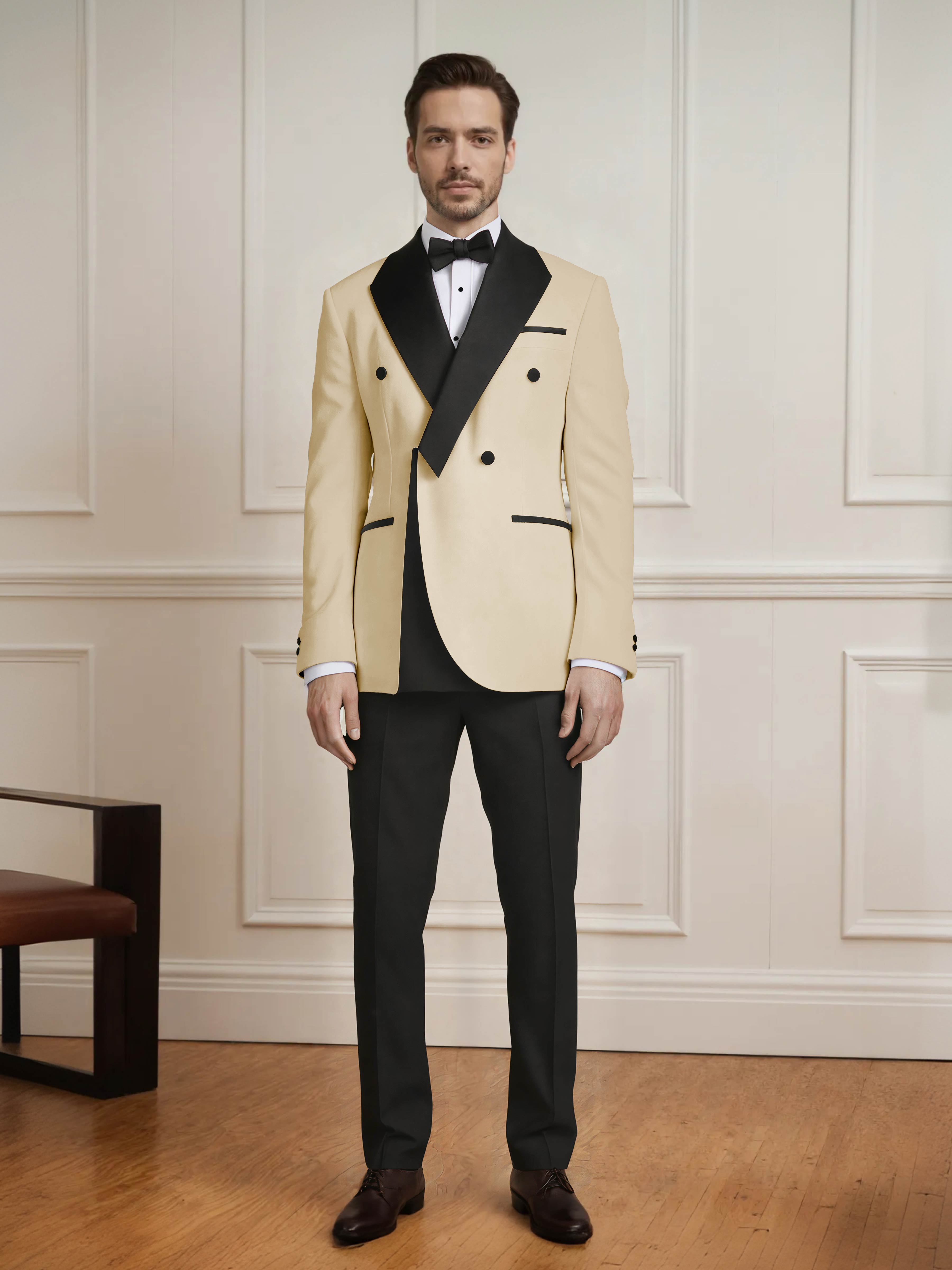 Men's Architectural Color Block 2 Pieces Notch Lapel Wedding Suit