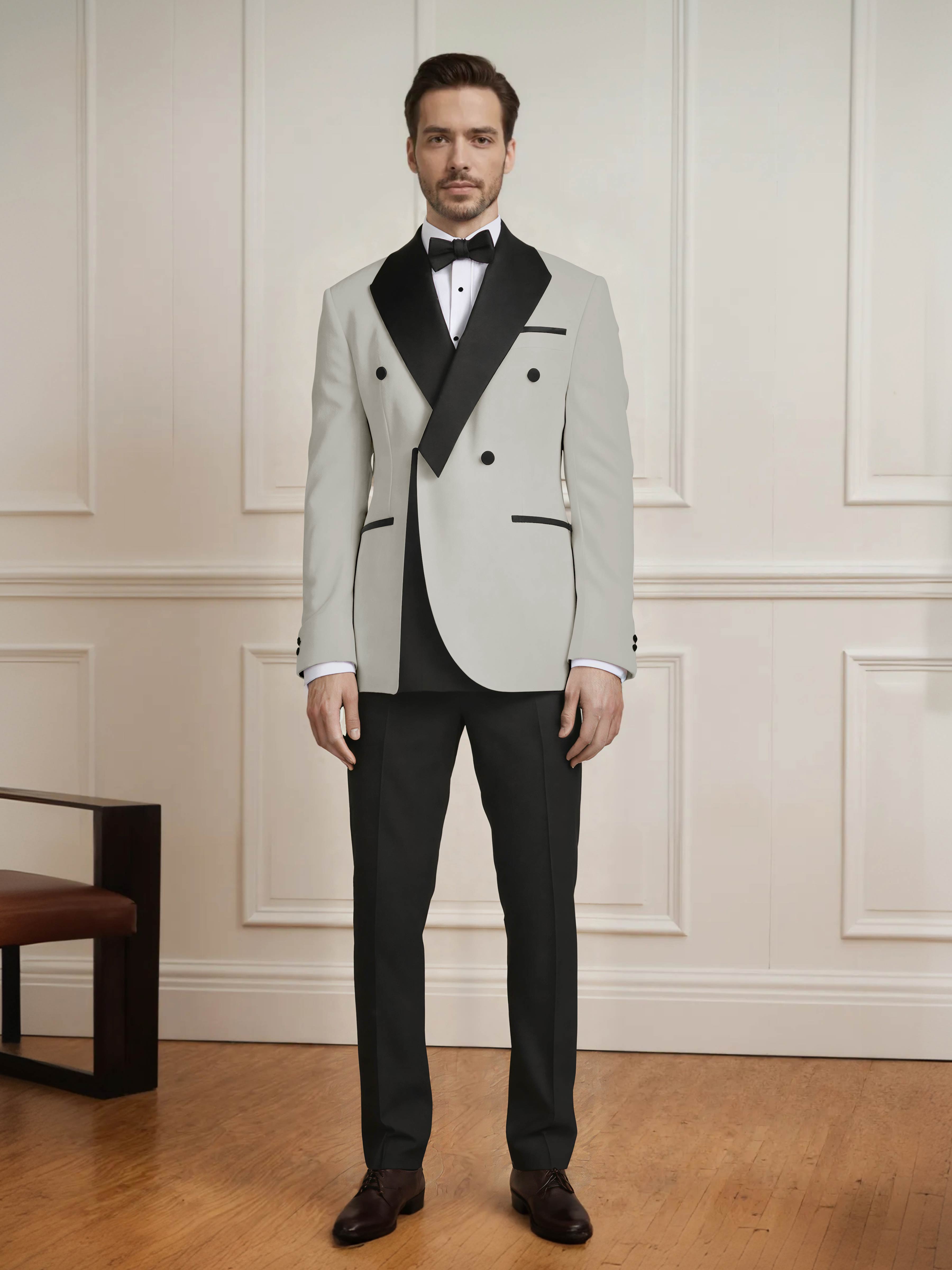 Men's Architectural Color Block 2 Pieces Notch Lapel Wedding Suit