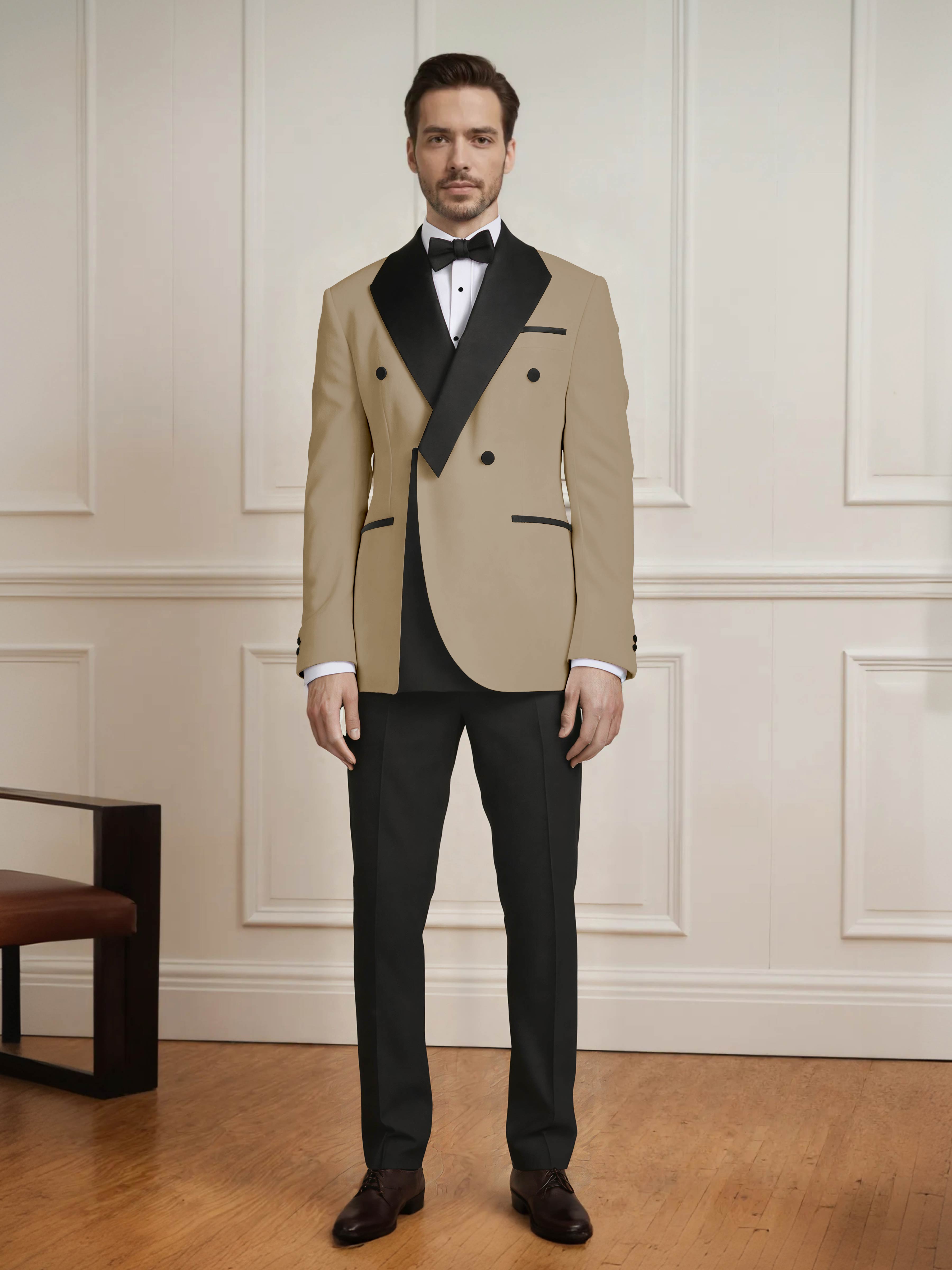 Men's Architectural Color Block 2 Pieces Notch Lapel Wedding Suit