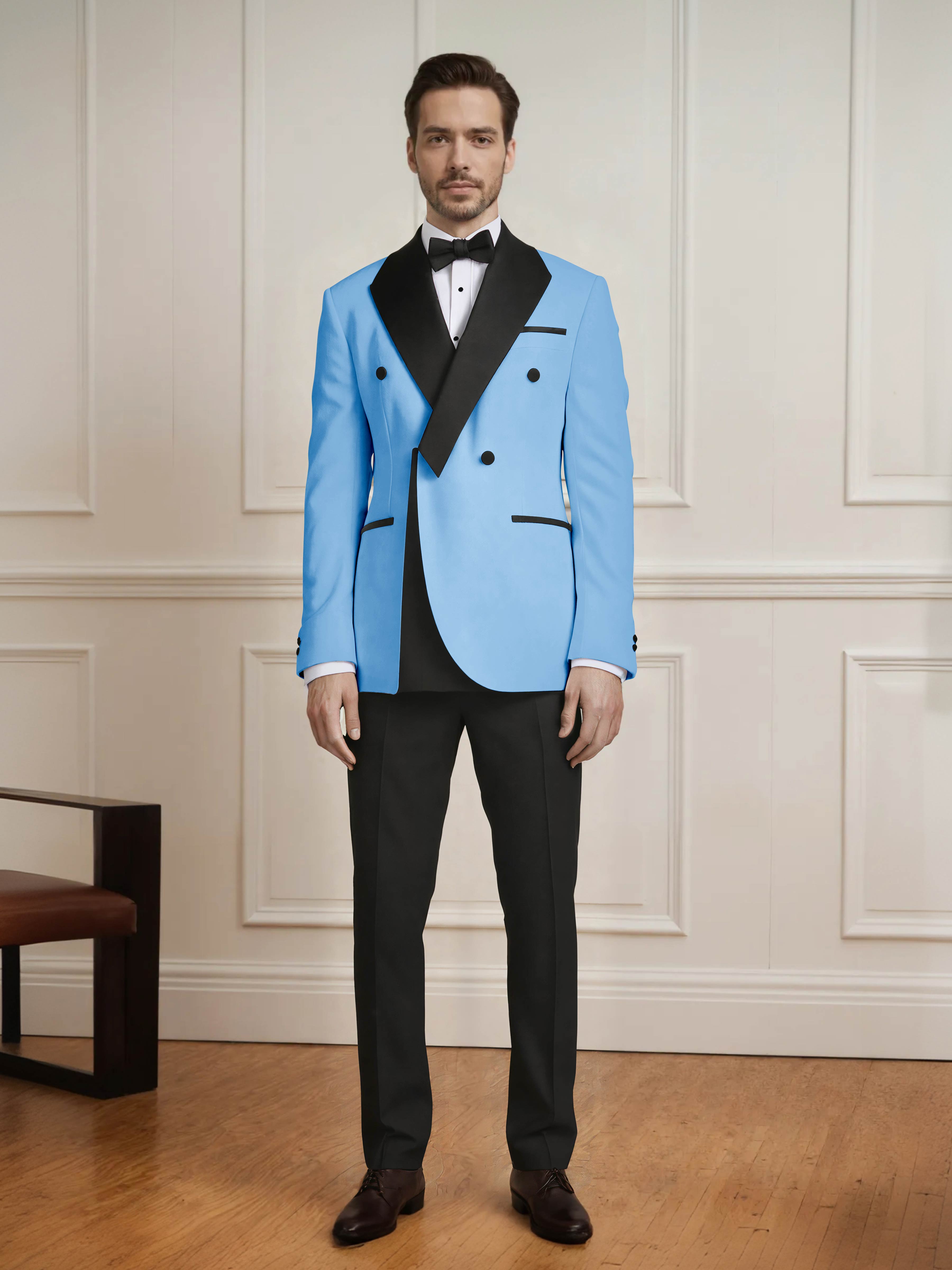 Men's Architectural Color Block 2 Pieces Notch Lapel Wedding Suit
