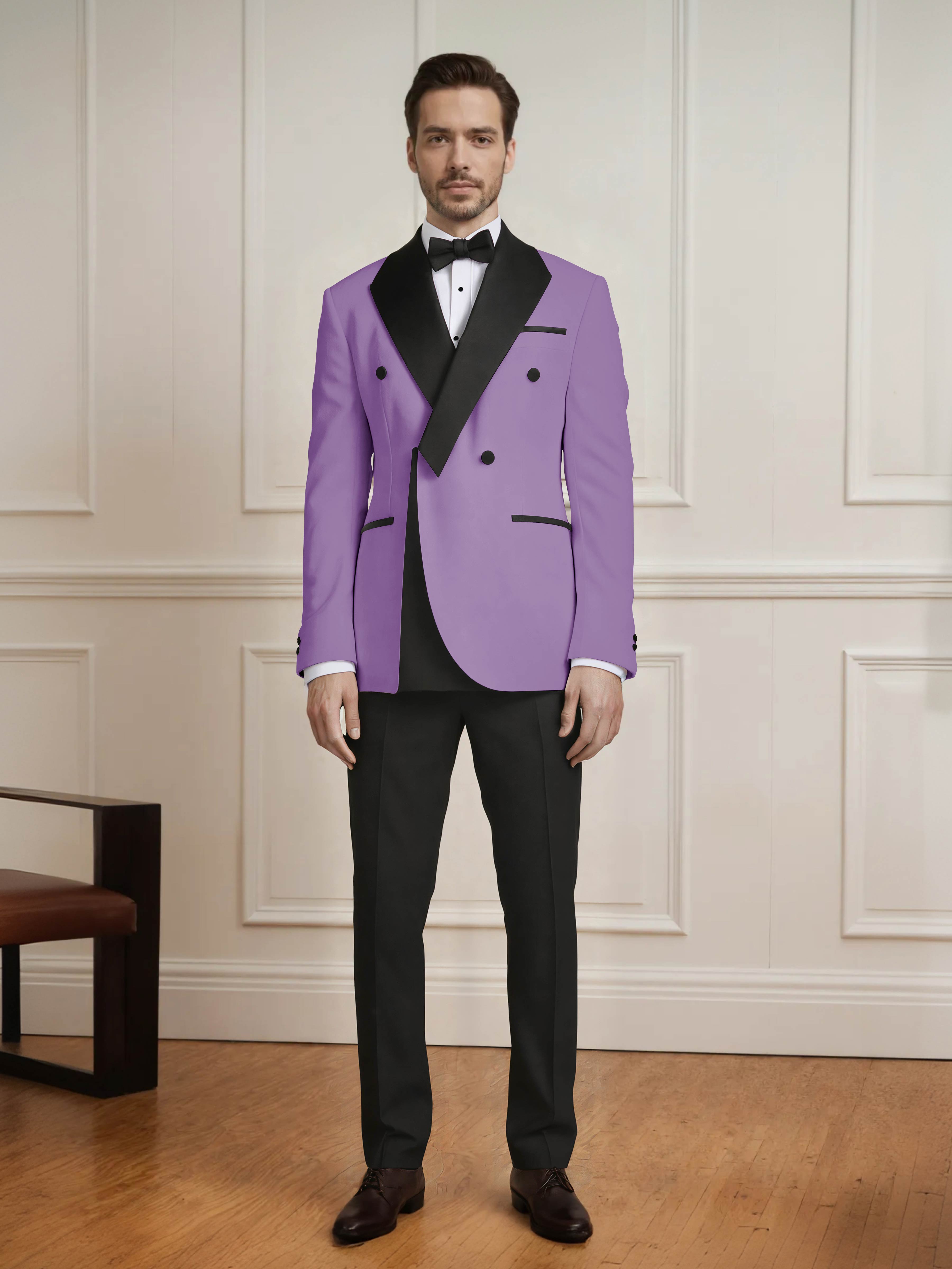 Men's Architectural Color Block 2 Pieces Notch Lapel Wedding Suit