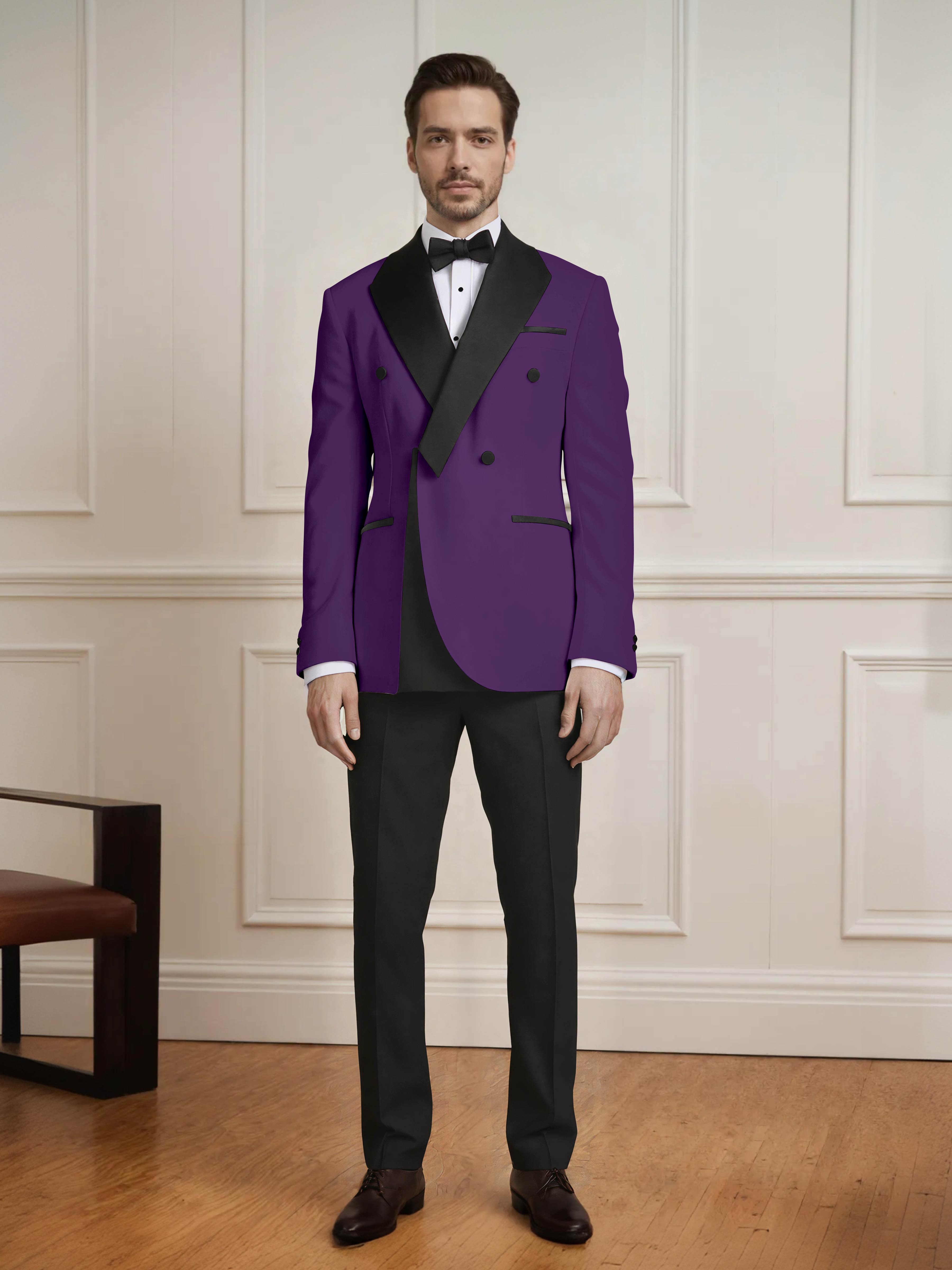 Men's Architectural Color Block 2 Pieces Notch Lapel Wedding Suit