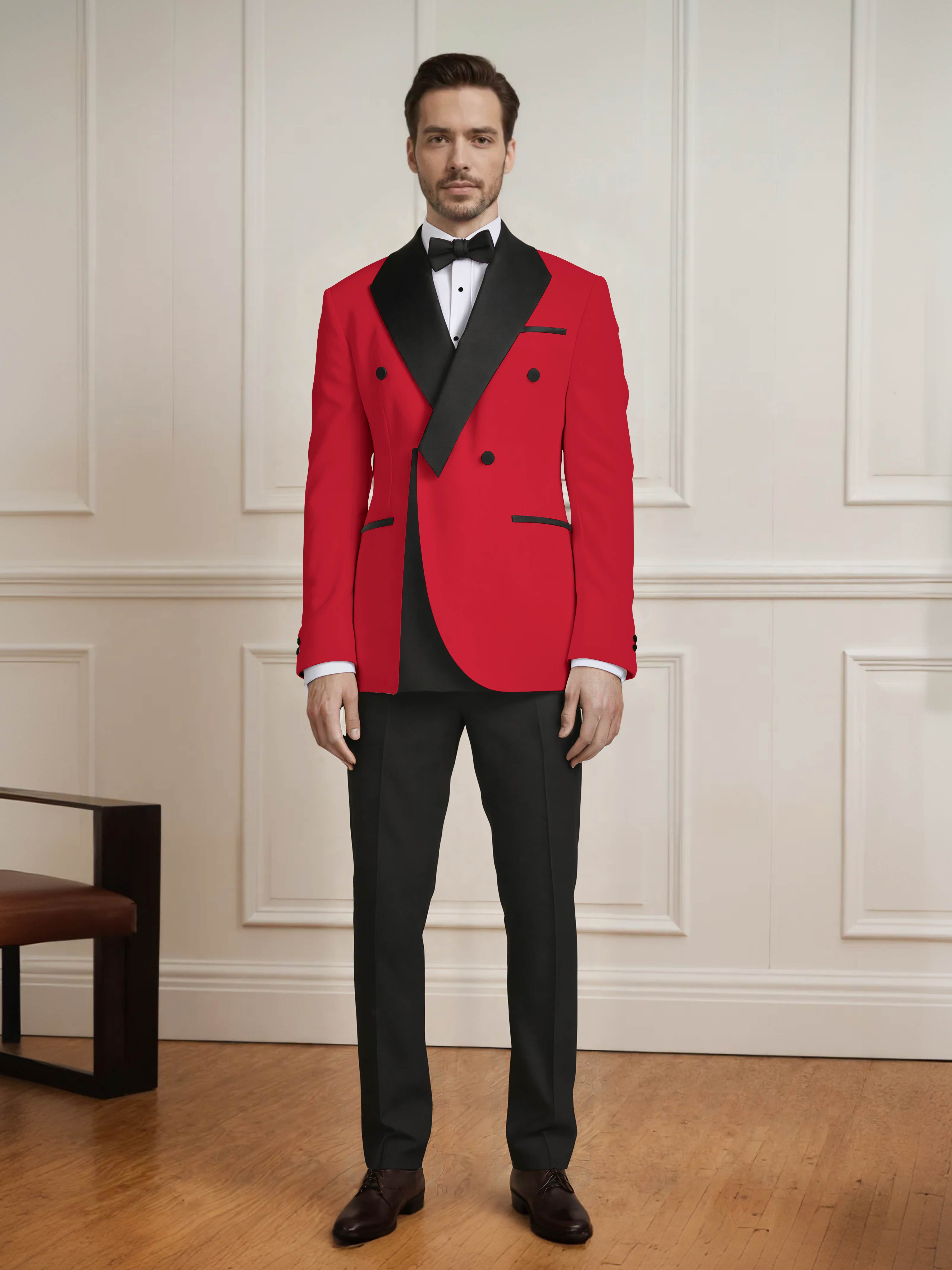 Men's Architectural Color Block 2 Pieces Notch Lapel Wedding Suit