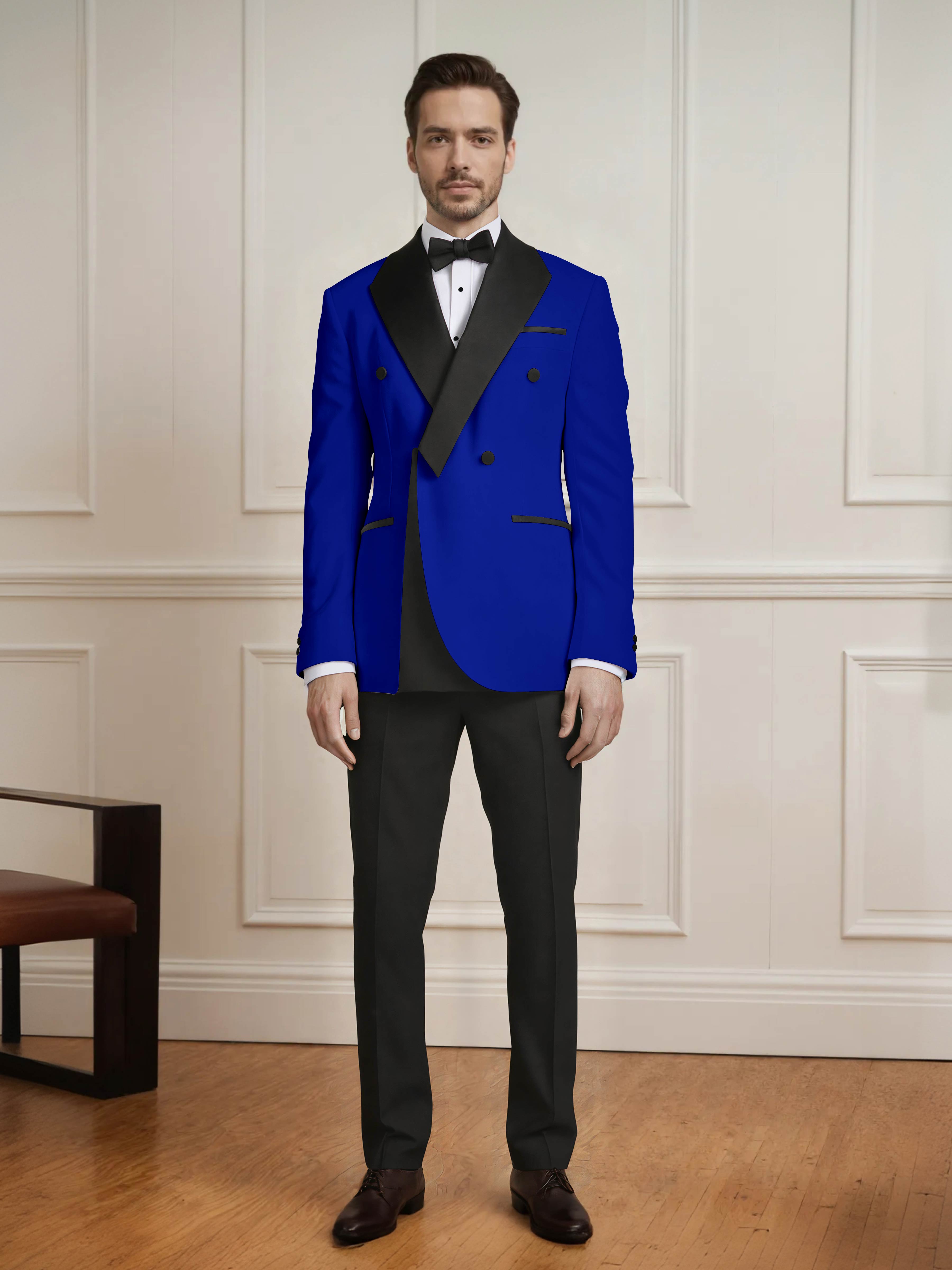 Men's Architectural Color Block 2 Pieces Notch Lapel Wedding Suit