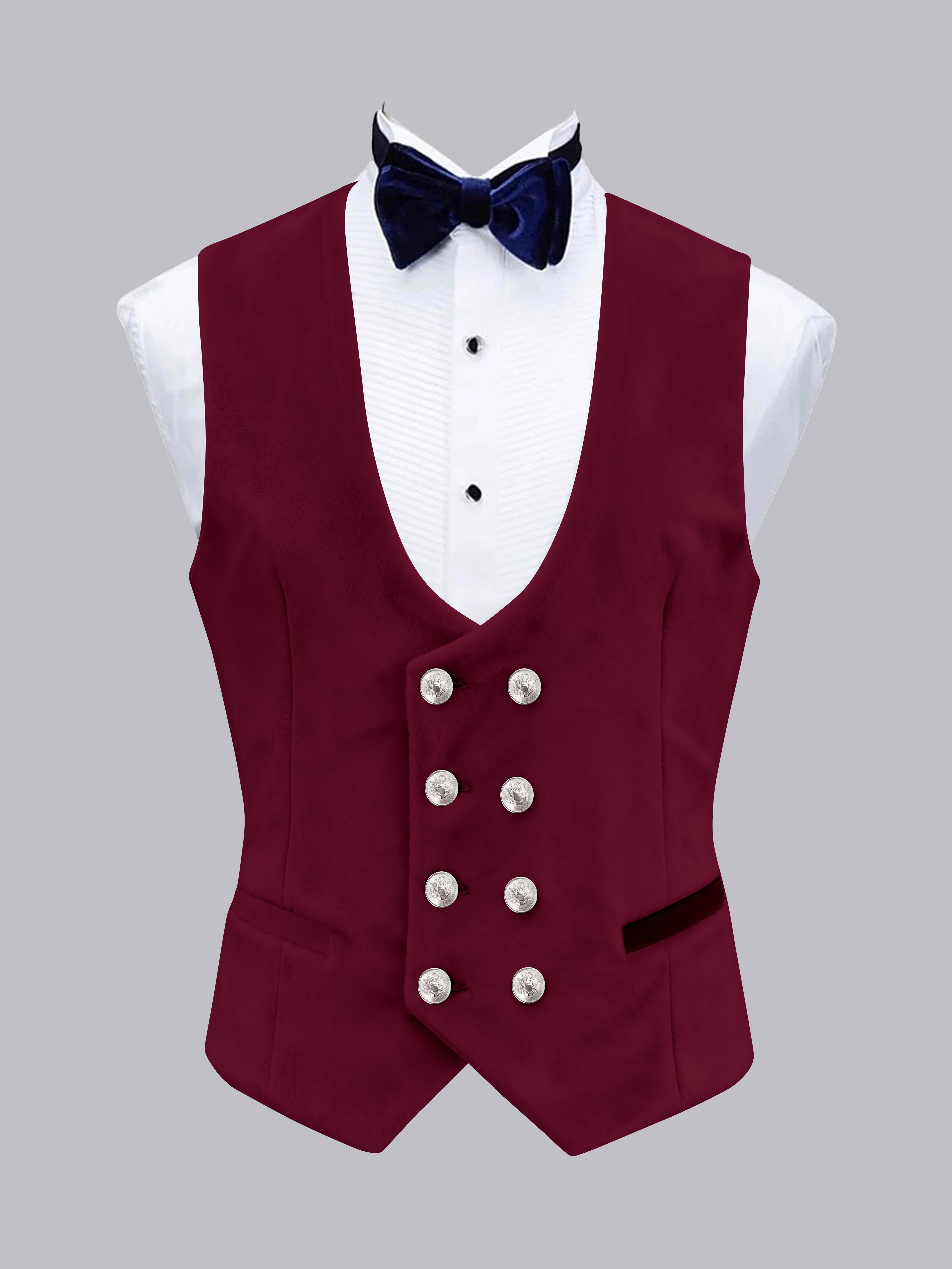 Men's Slim Fit Double Breasted Velvet Vest