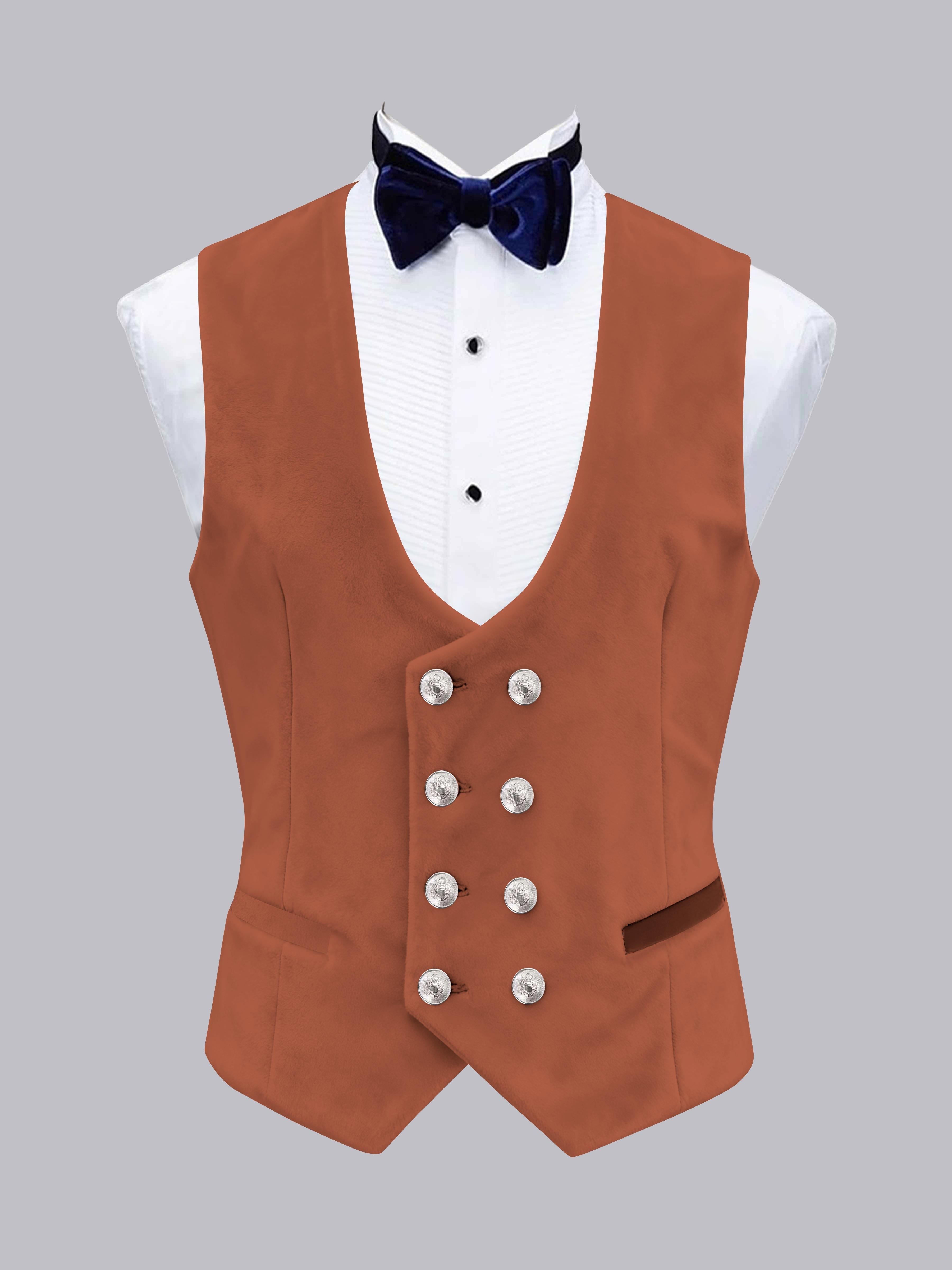 Men's Slim Fit Double Breasted Velvet Vest