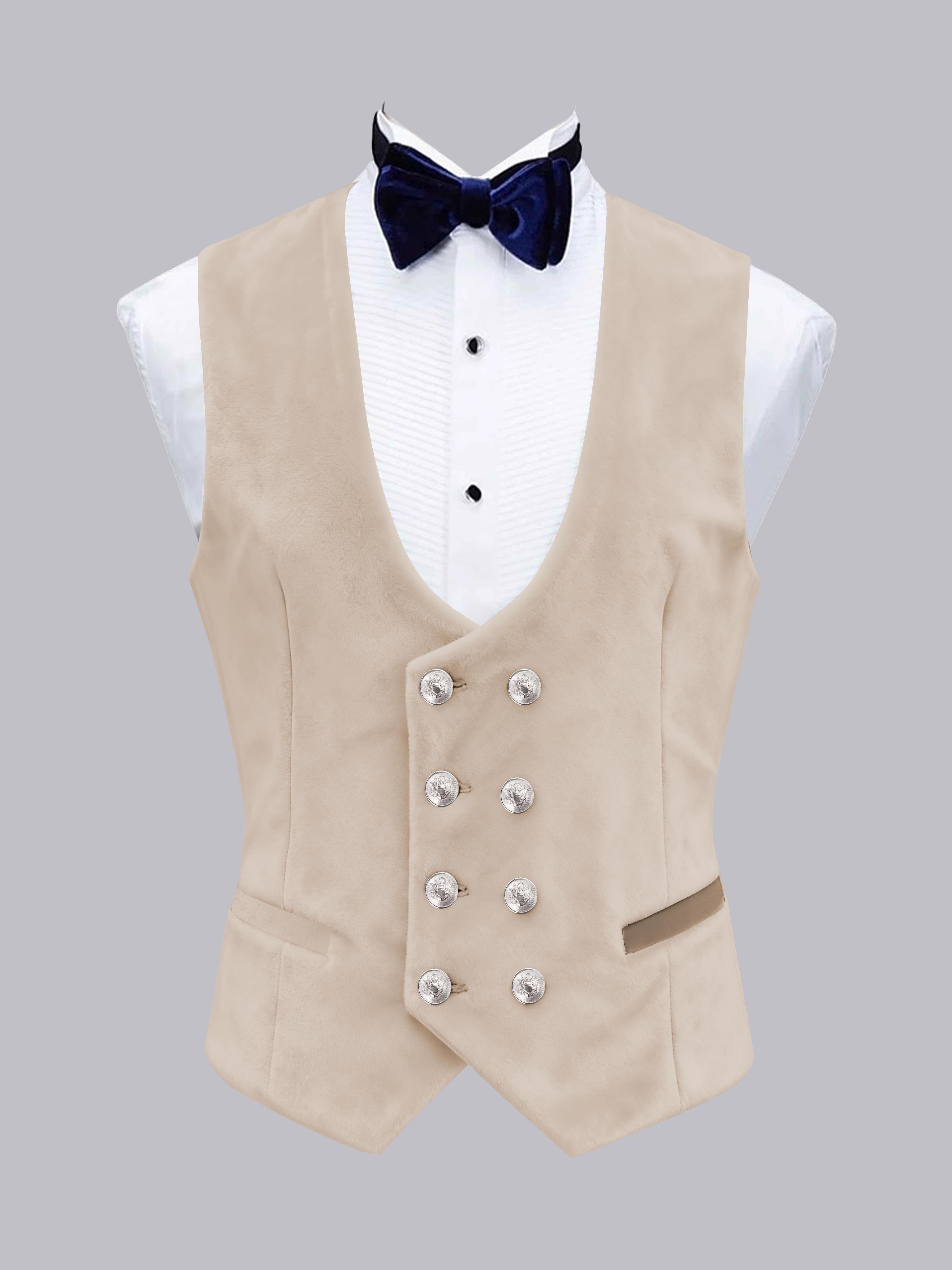 Men's Slim Fit Double Breasted Velvet Vest