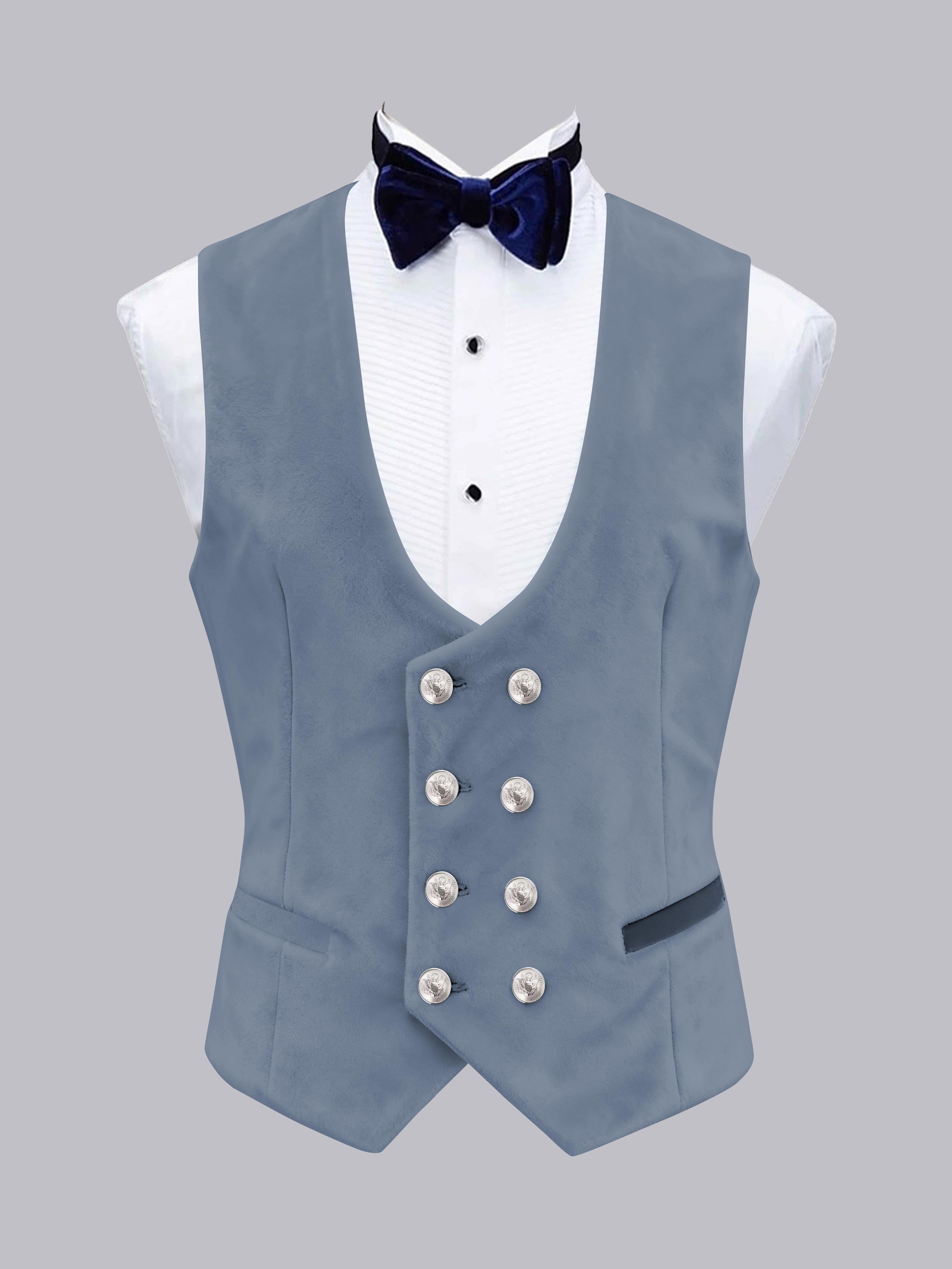 Men's Slim Fit Double Breasted Velvet Vest