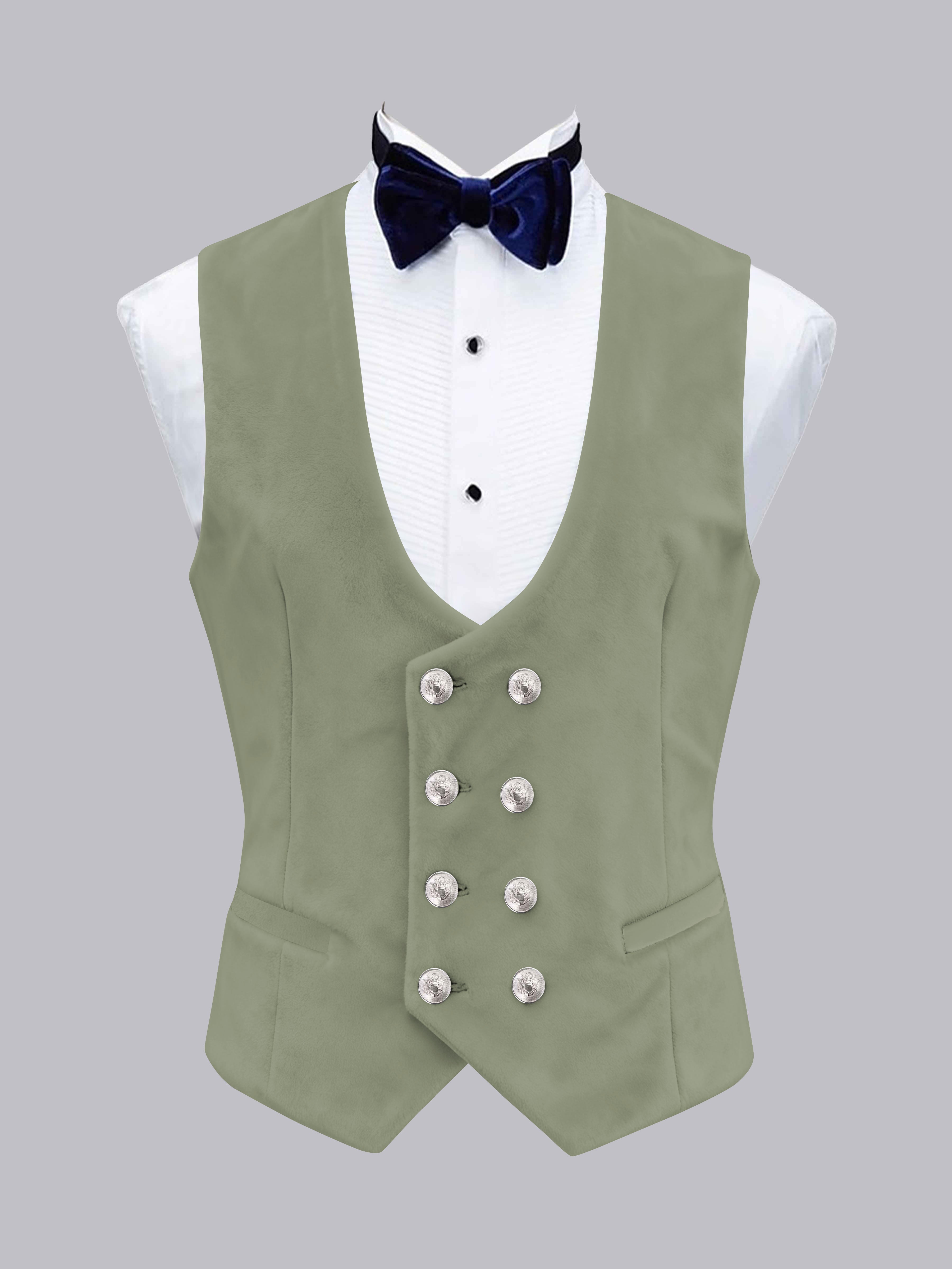 Men's Slim Fit Double Breasted Velvet Vest