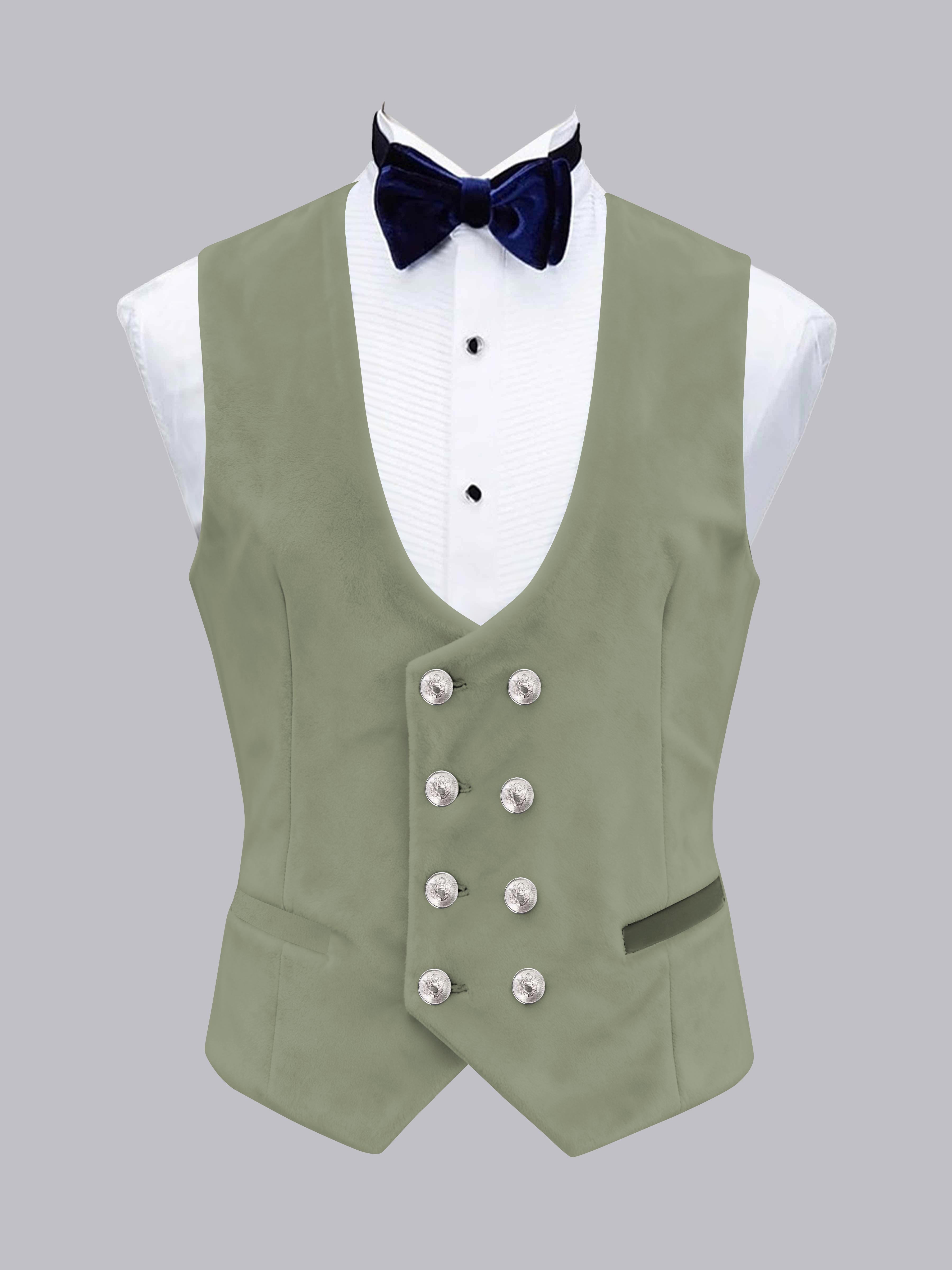 Men's Slim Fit Double Breasted Velvet Vest