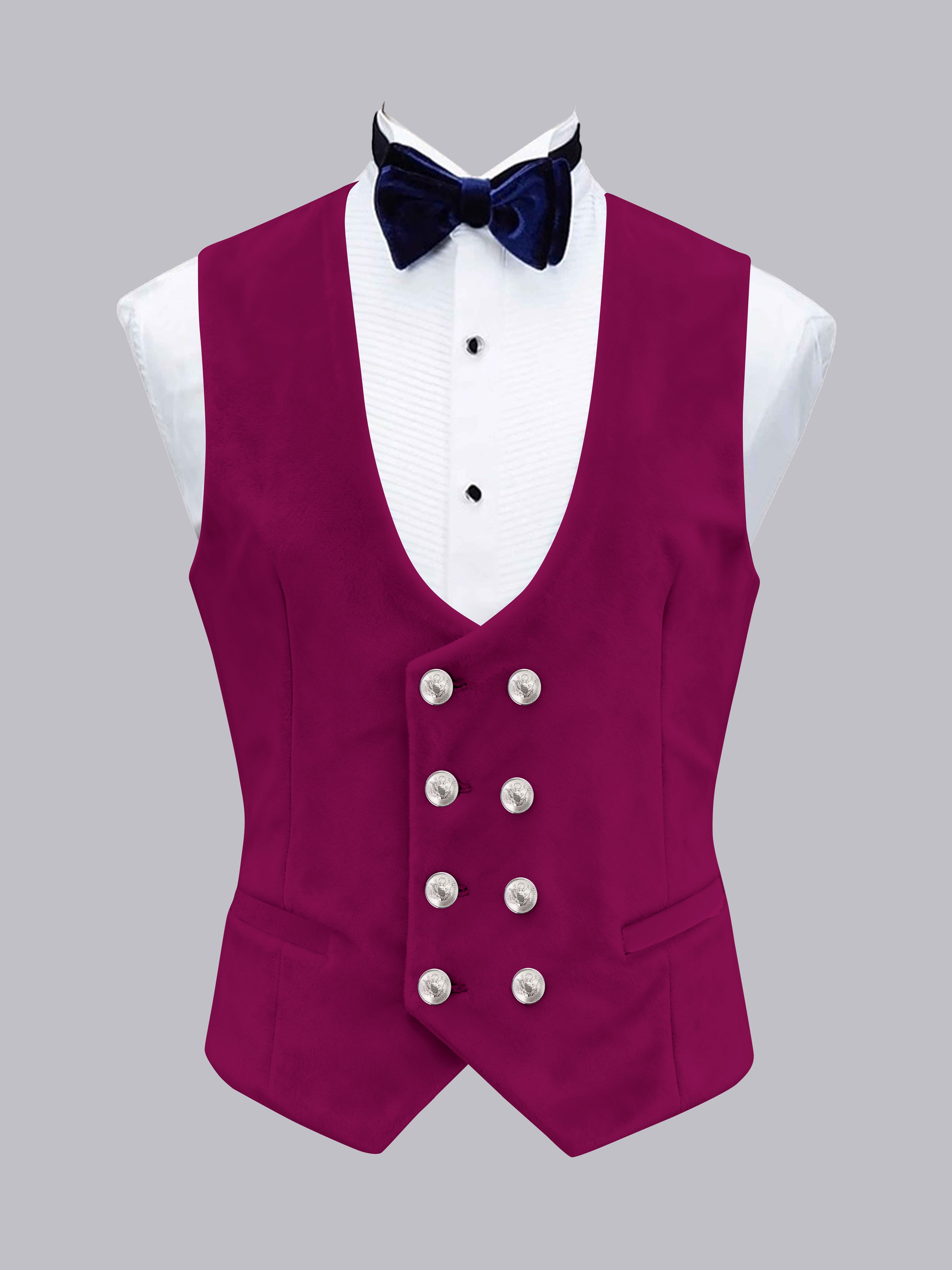 Men's Slim Fit Double Breasted Velvet Vest