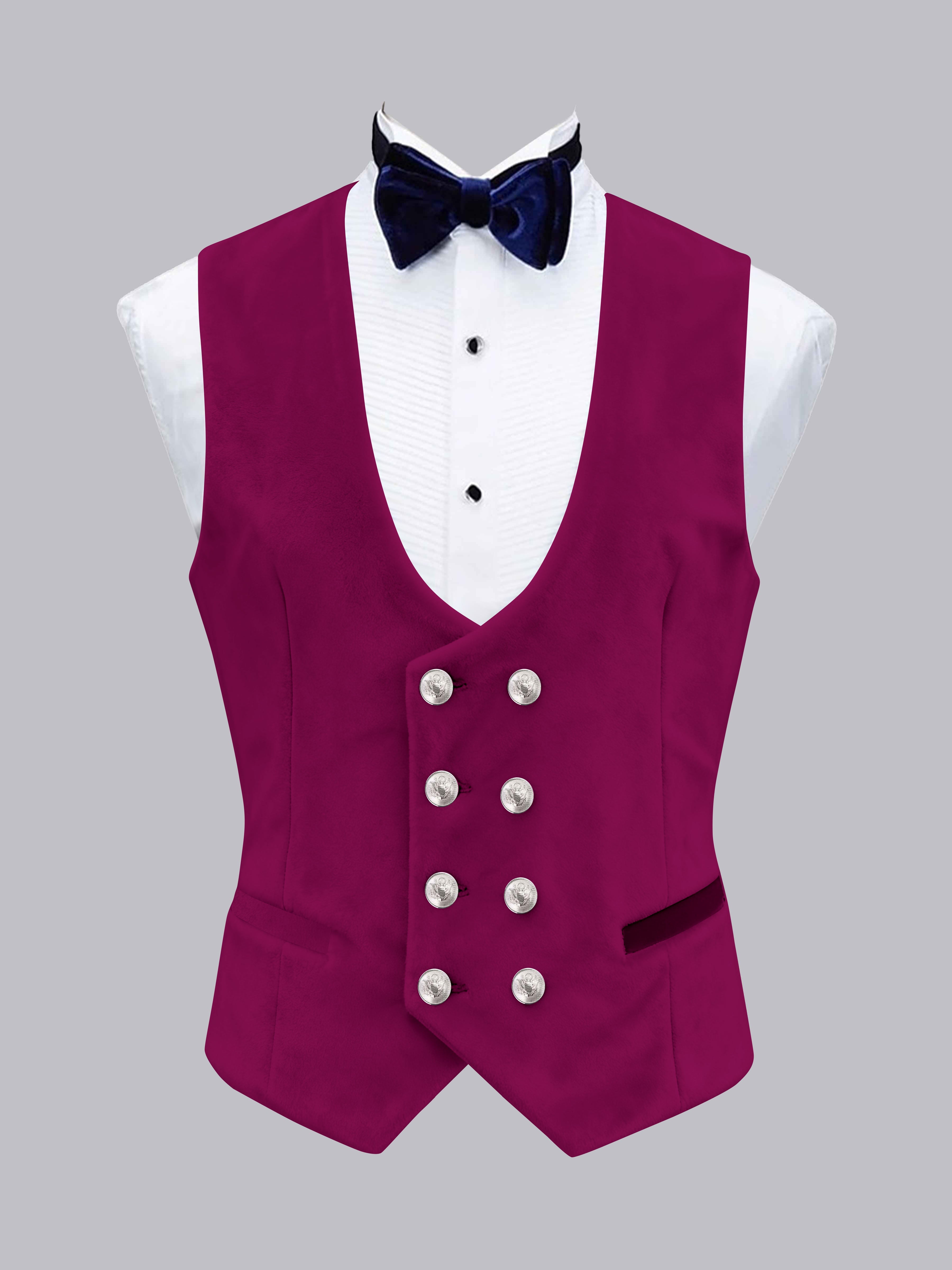 Men's Slim Fit Double Breasted Velvet Vest