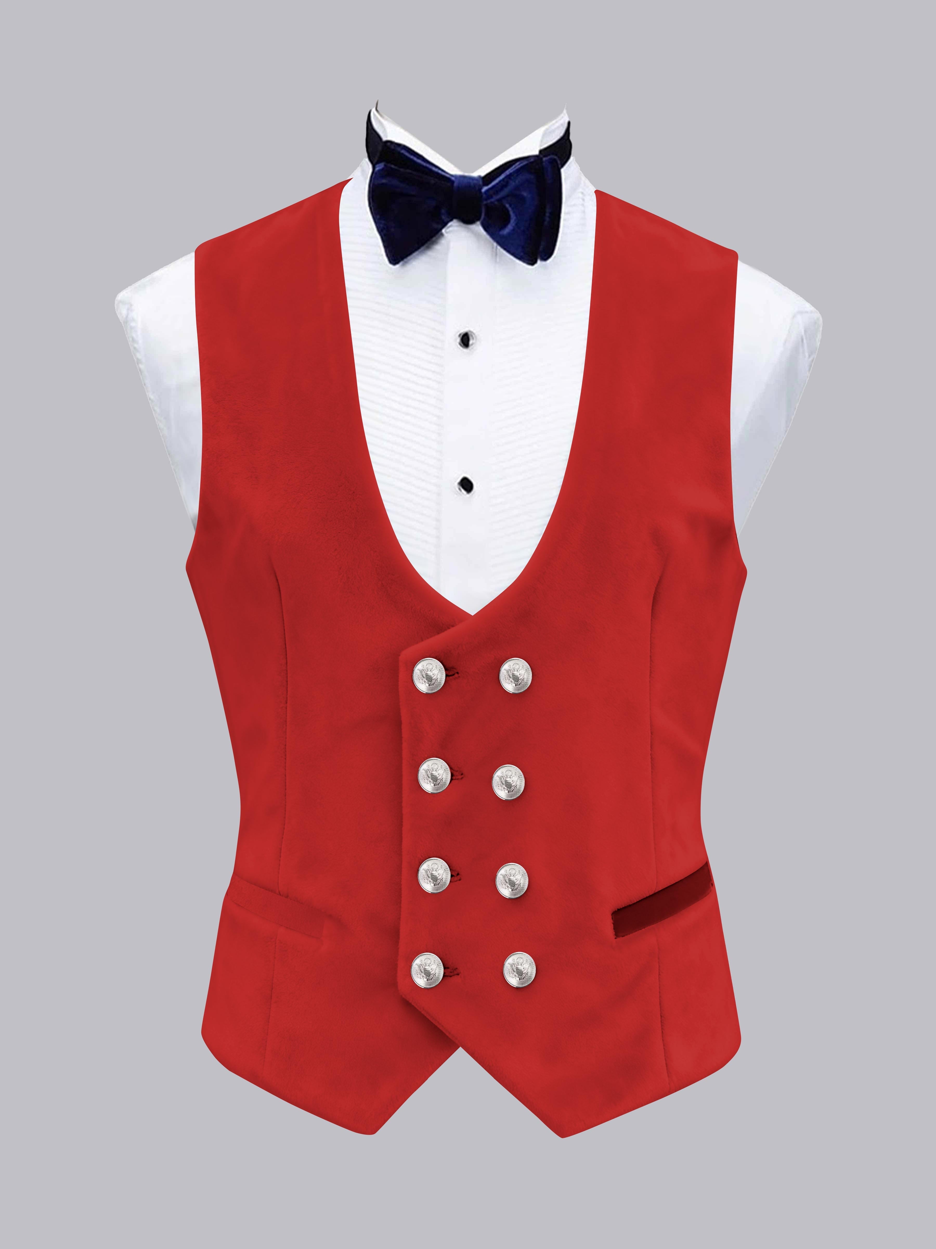 Men's Slim Fit Double Breasted Velvet Vest