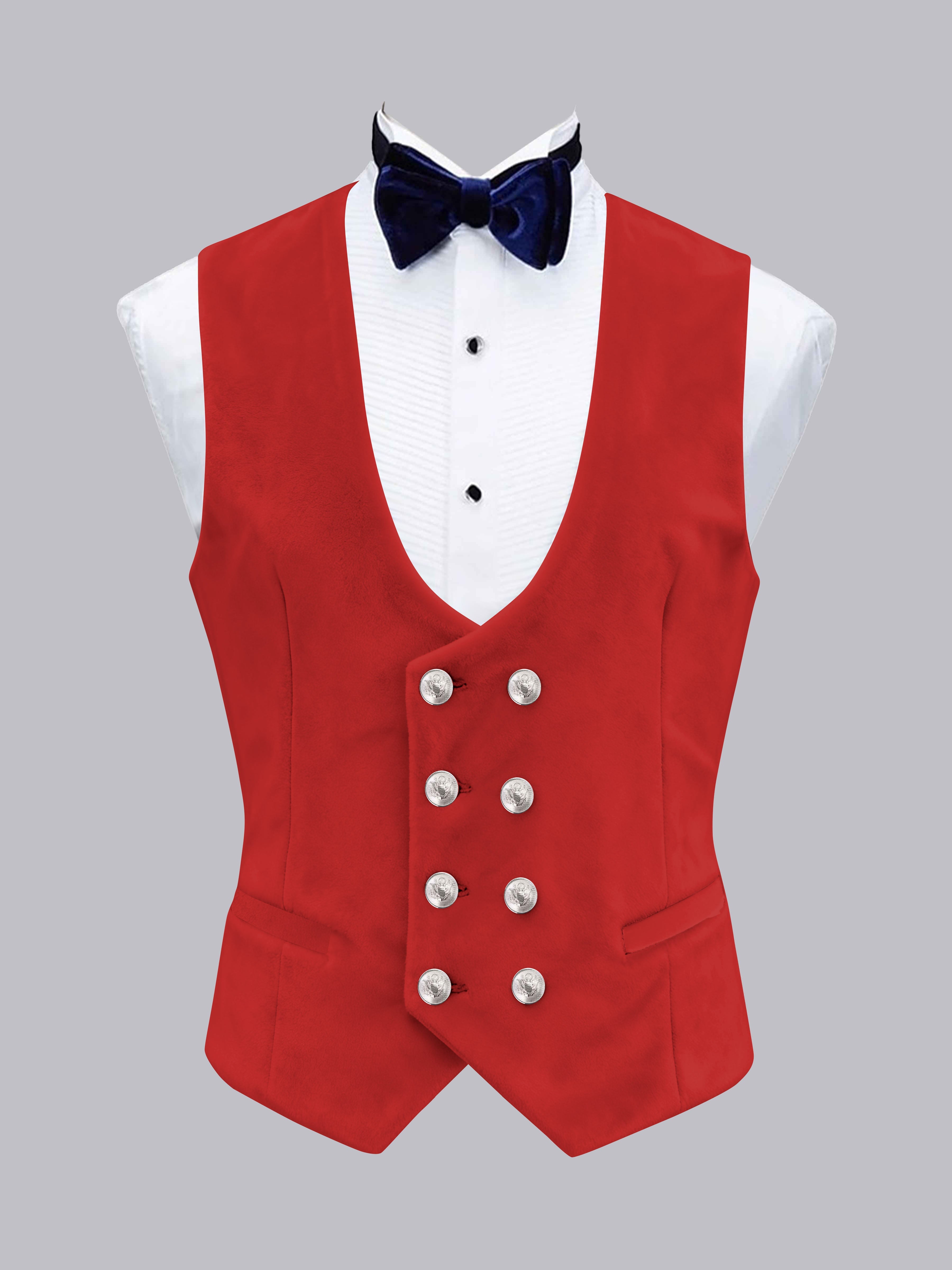 Men's Slim Fit Double Breasted Velvet Vest