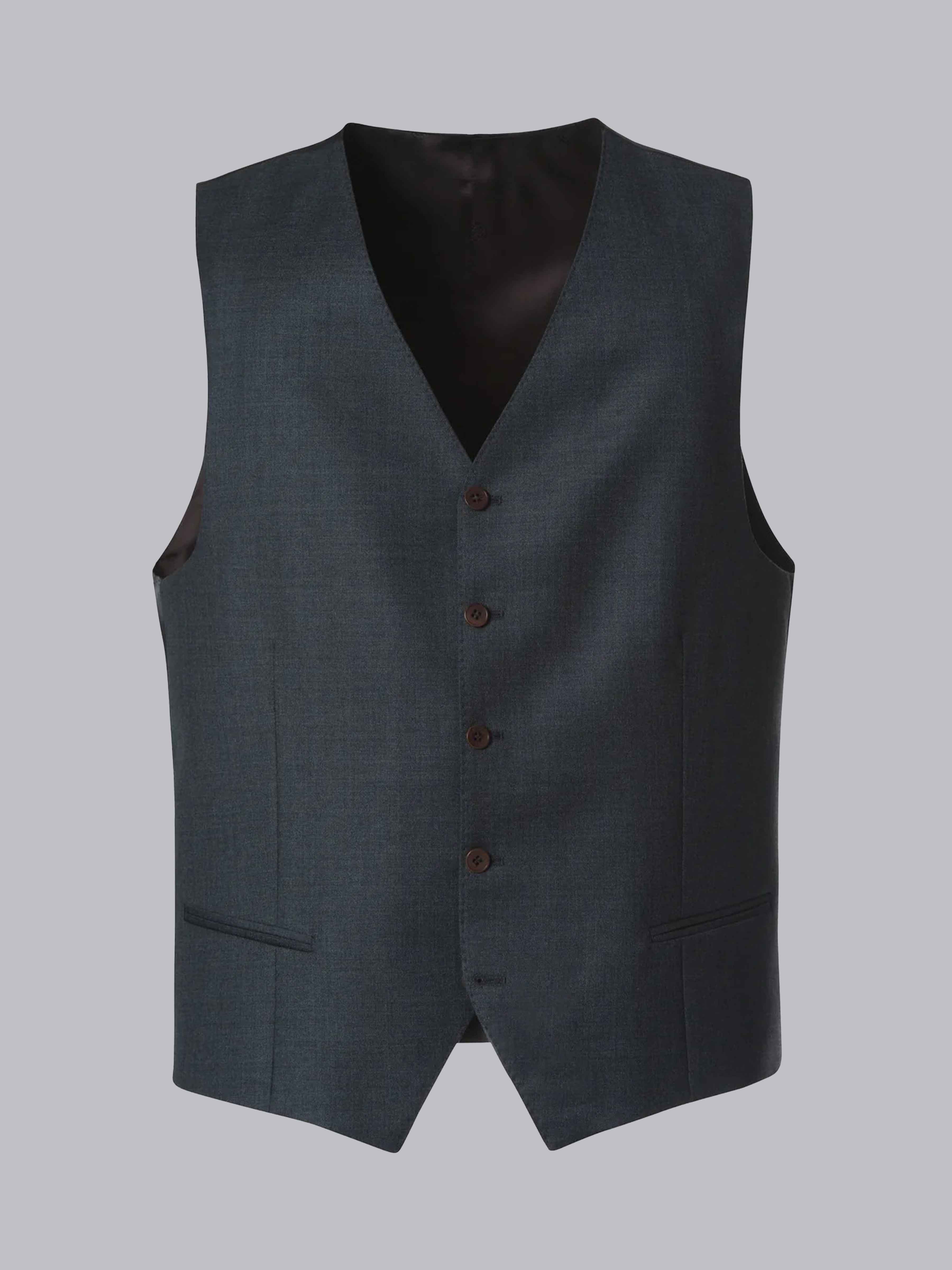 Men's V-Neck Solid Single Five-buttons Vest