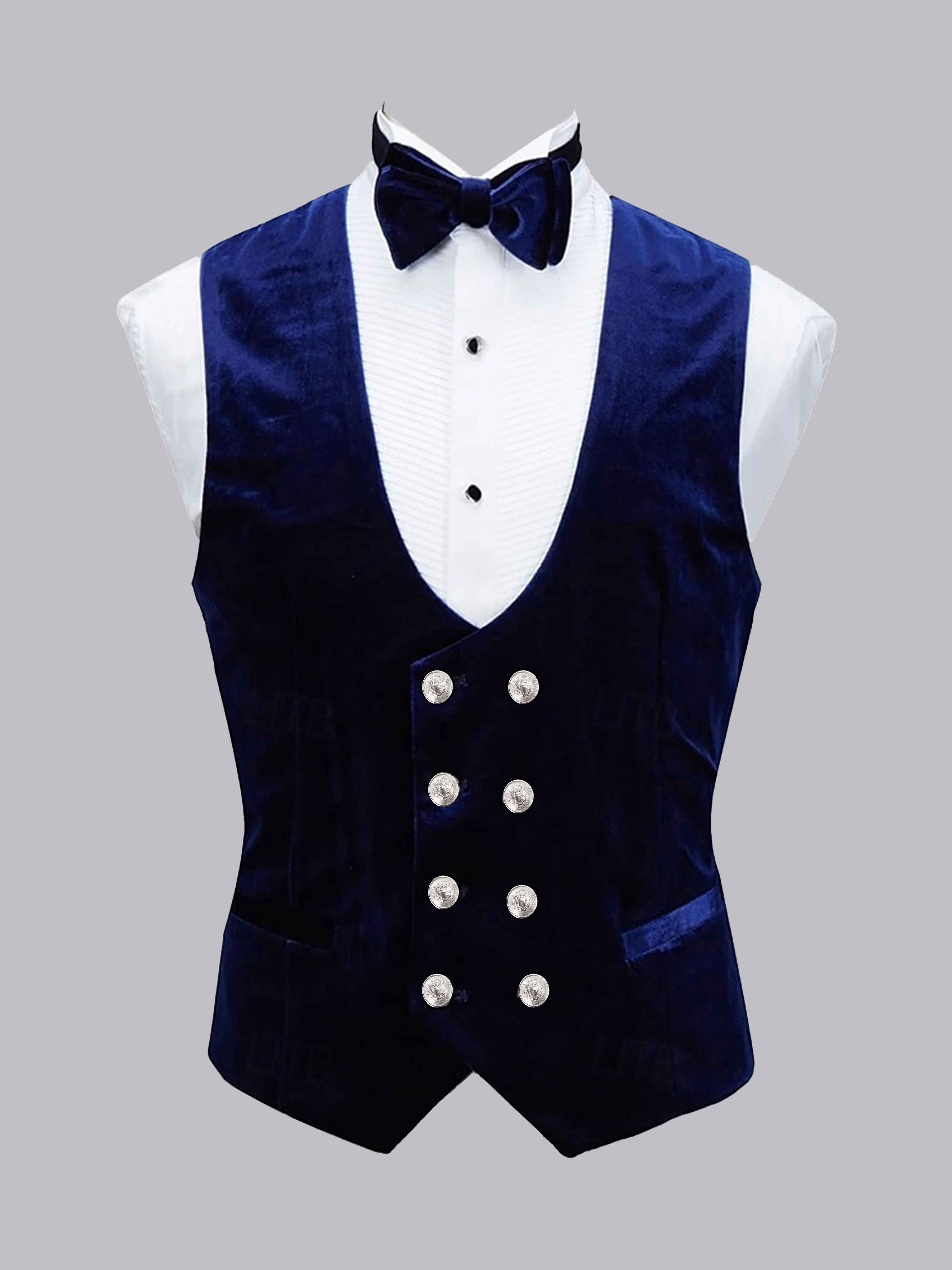 Men's Slim Fit Double Breasted Velvet Vest