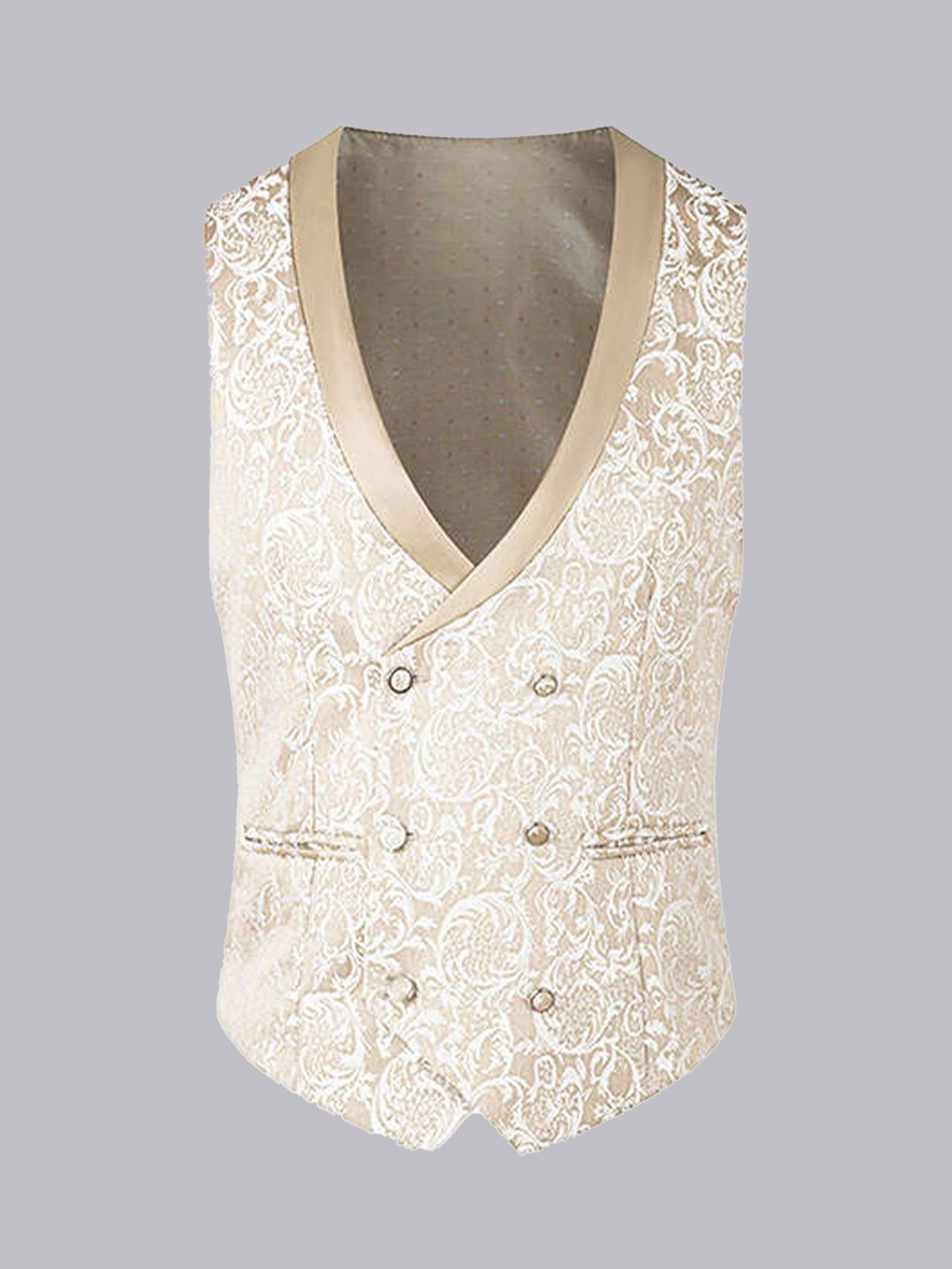 Men's Formal Jacquard Double Breasted Vest