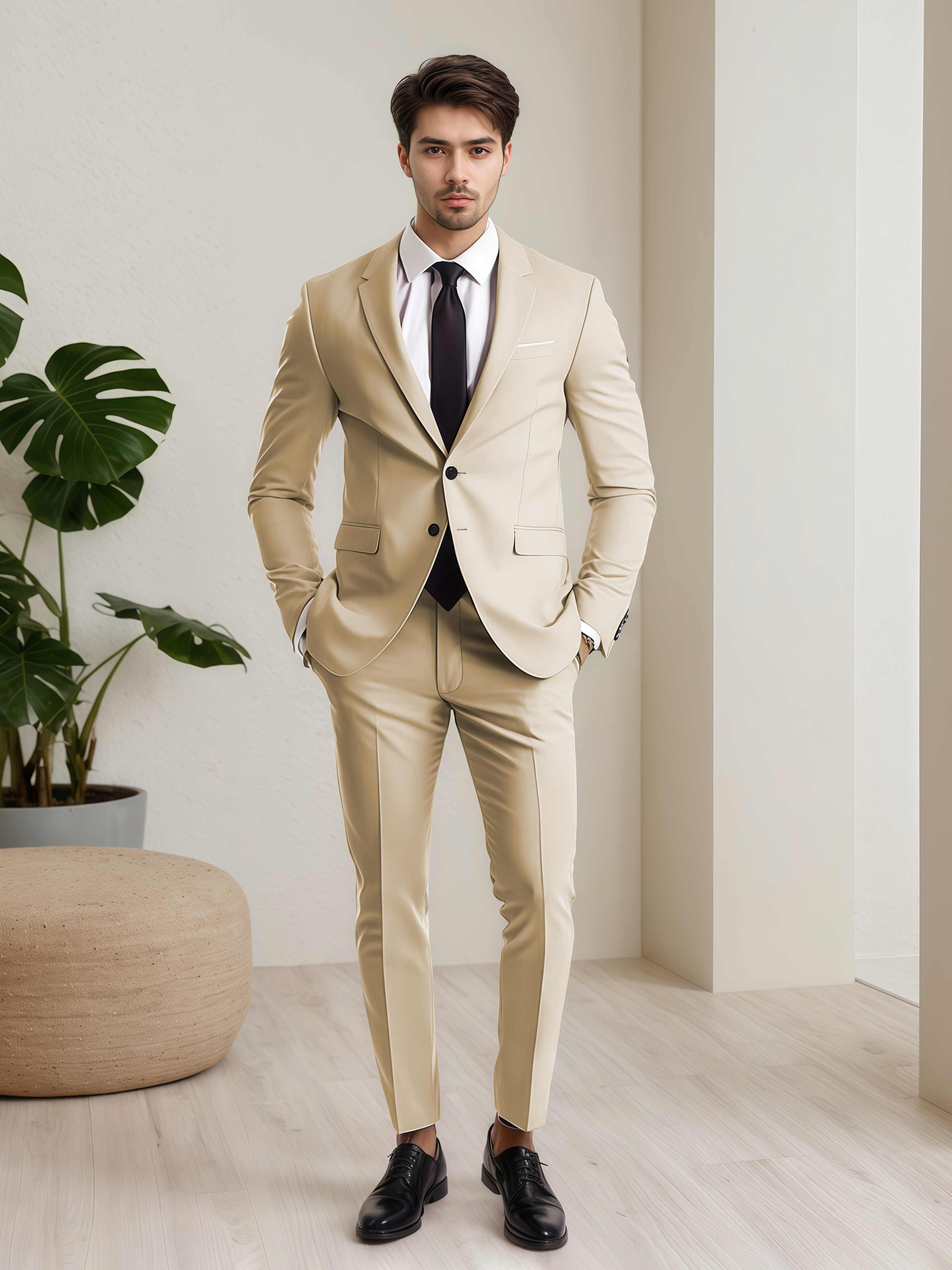 Minimalist Men's Two Buttons 2 Pieces Wedding Suits