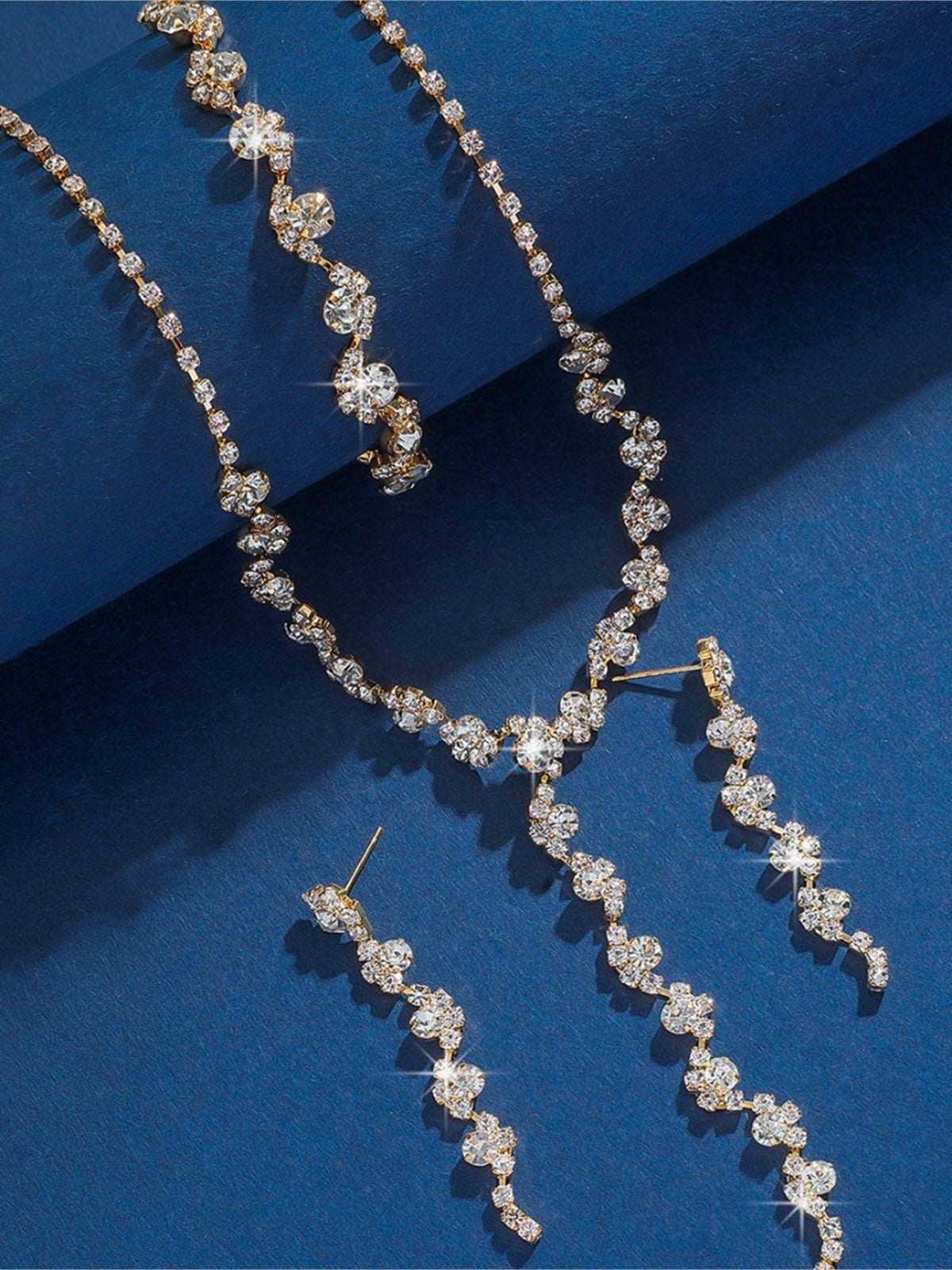 Mixed Metal Crystal Evening Jewelry Set