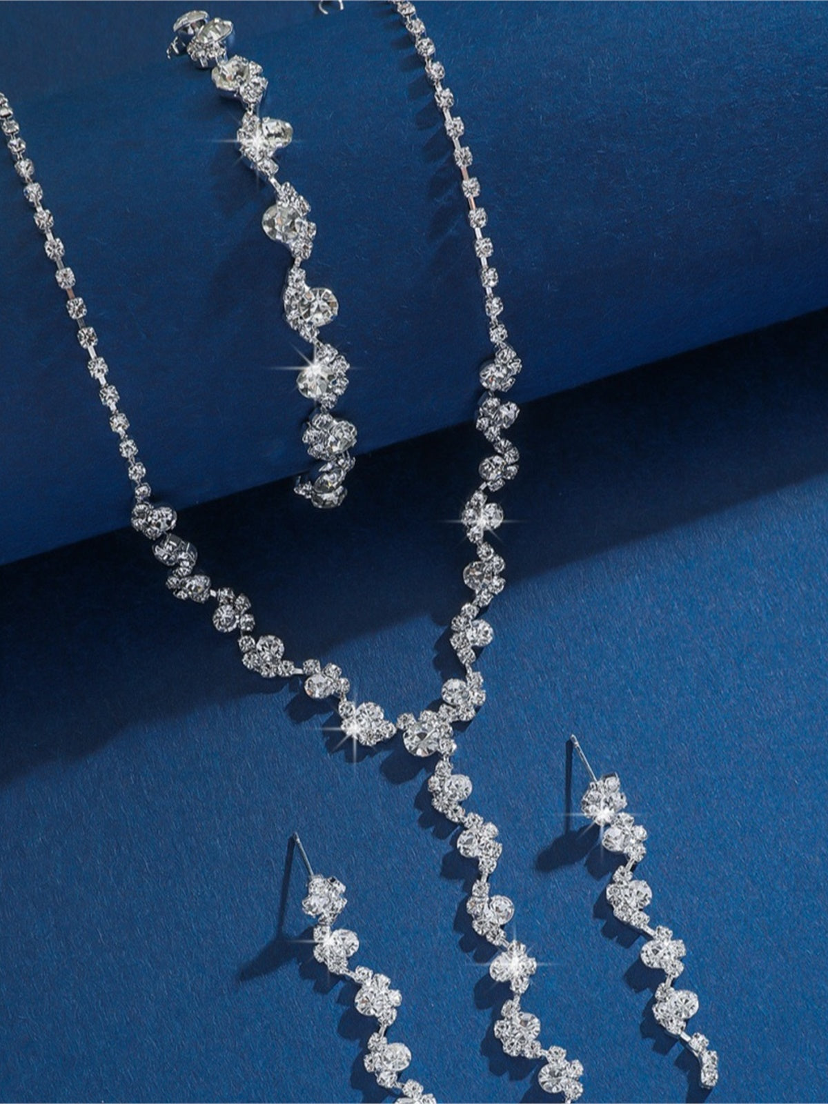 Mixed Metal Crystal Evening Jewelry Set