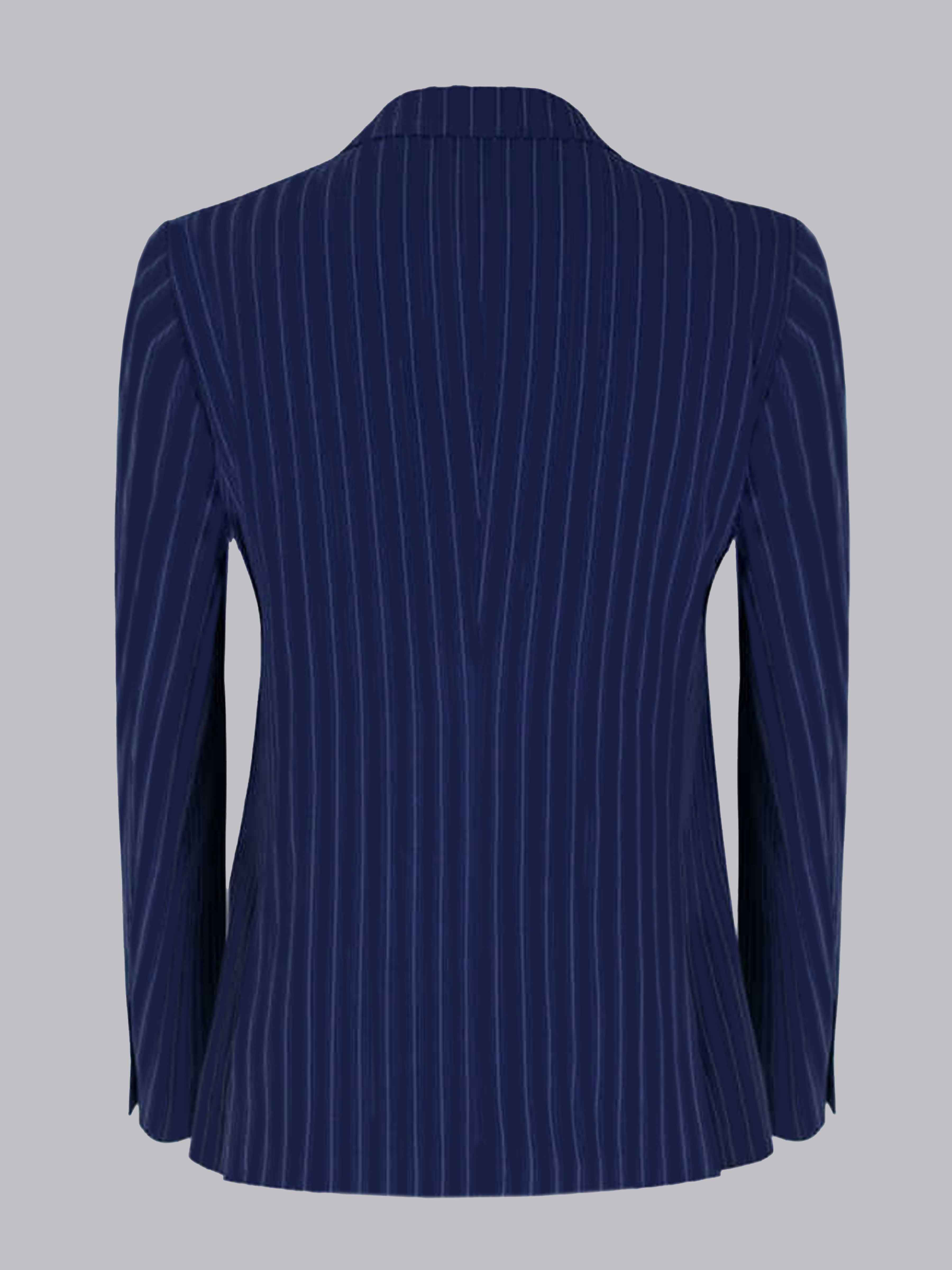 Modern 2 Pieces Men's Peak Lapel Double Breasted Vertical Stripe Suit For Formal