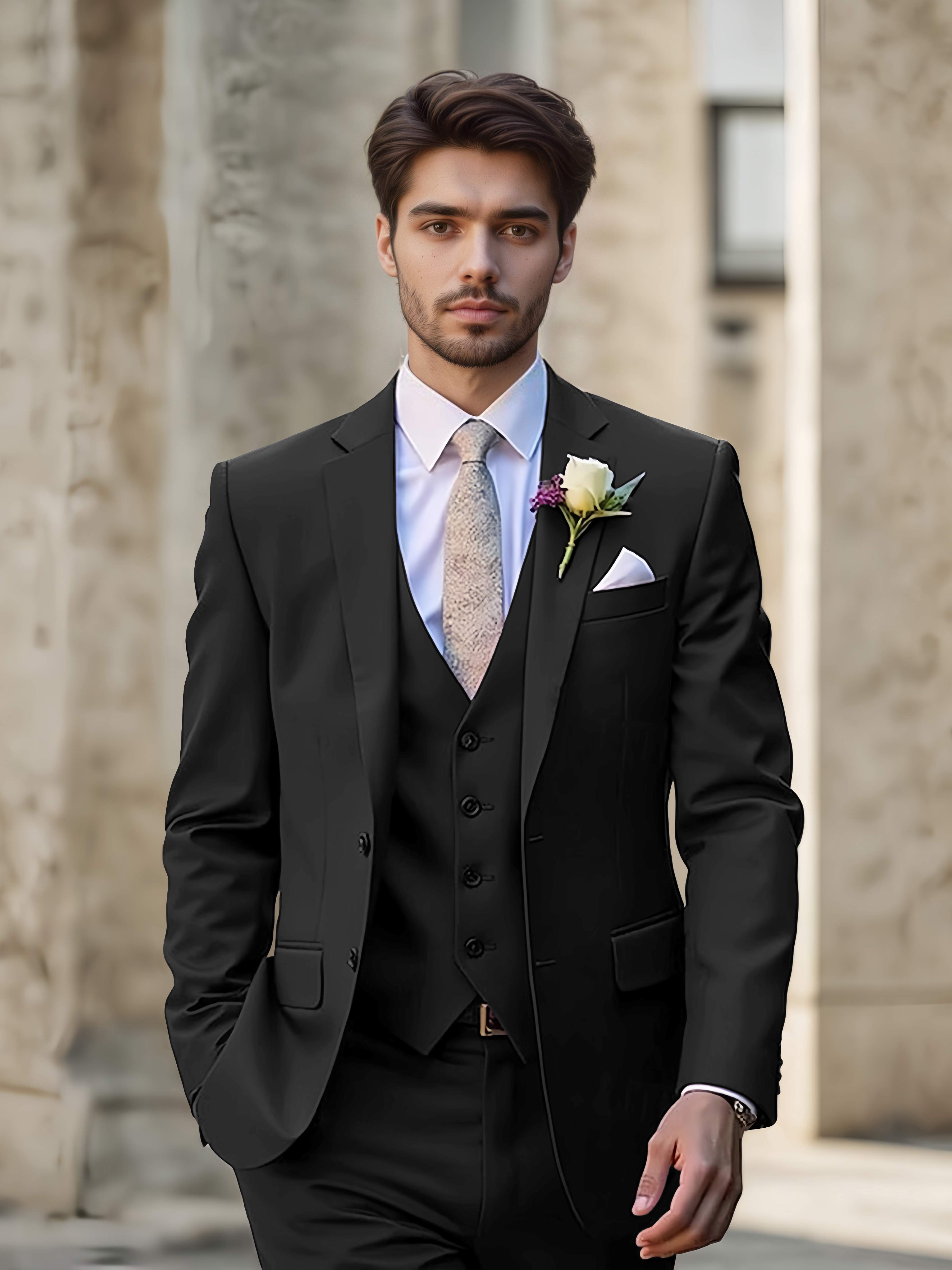 Modern Men's Wedding Suit 3 Pieces Single Breasted Event Suits